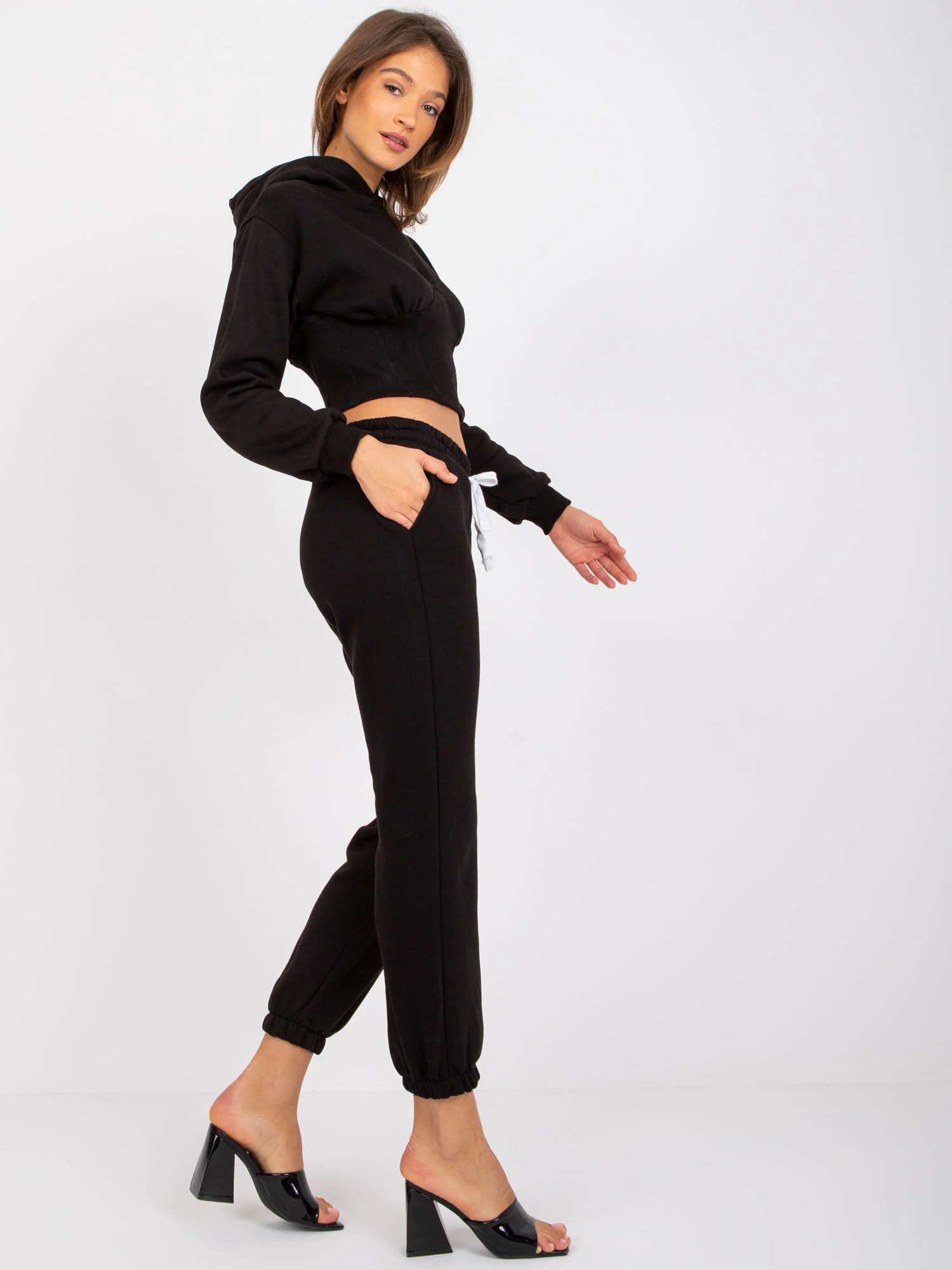 Compleu Dama Maneca lunga, Mansete elastice, ex moda, Negru - imagine 2