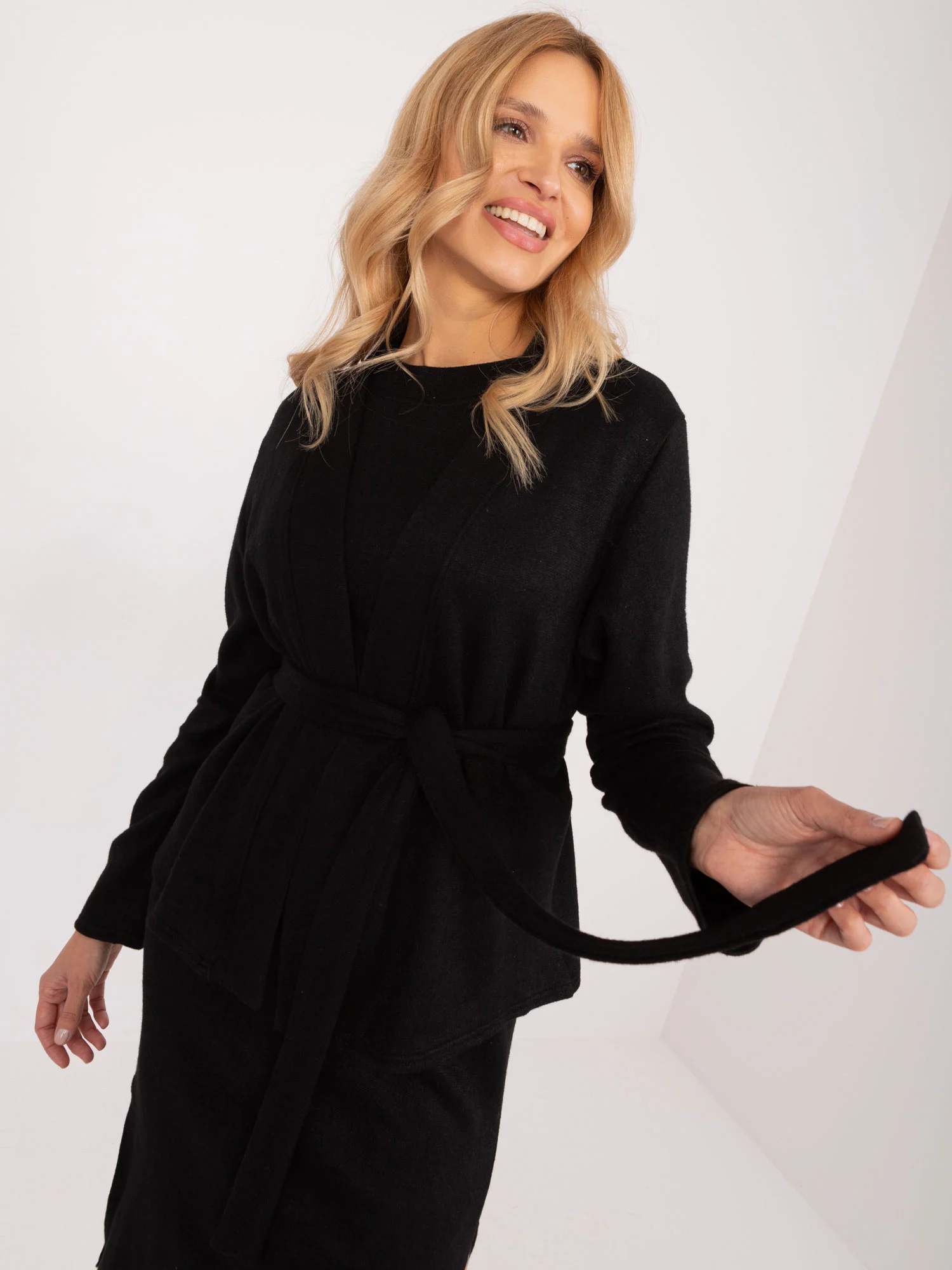 Compleu Dama Sub genunchi, Decolteu rotund, LAKERTA, Negru Eleganta Office - imagine 5