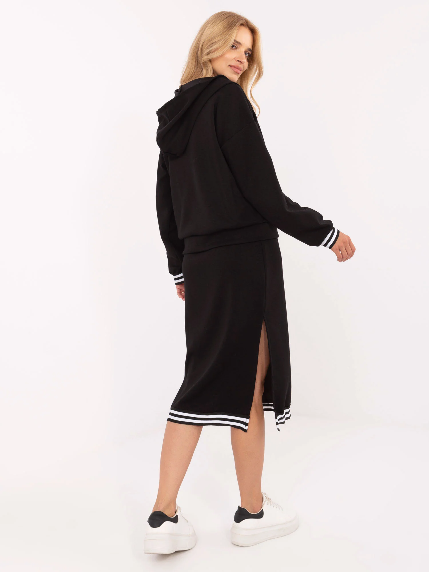 Compleu Dama Midi, Decolteu in V, RUE PARIS, Negru Casual - imagine 4