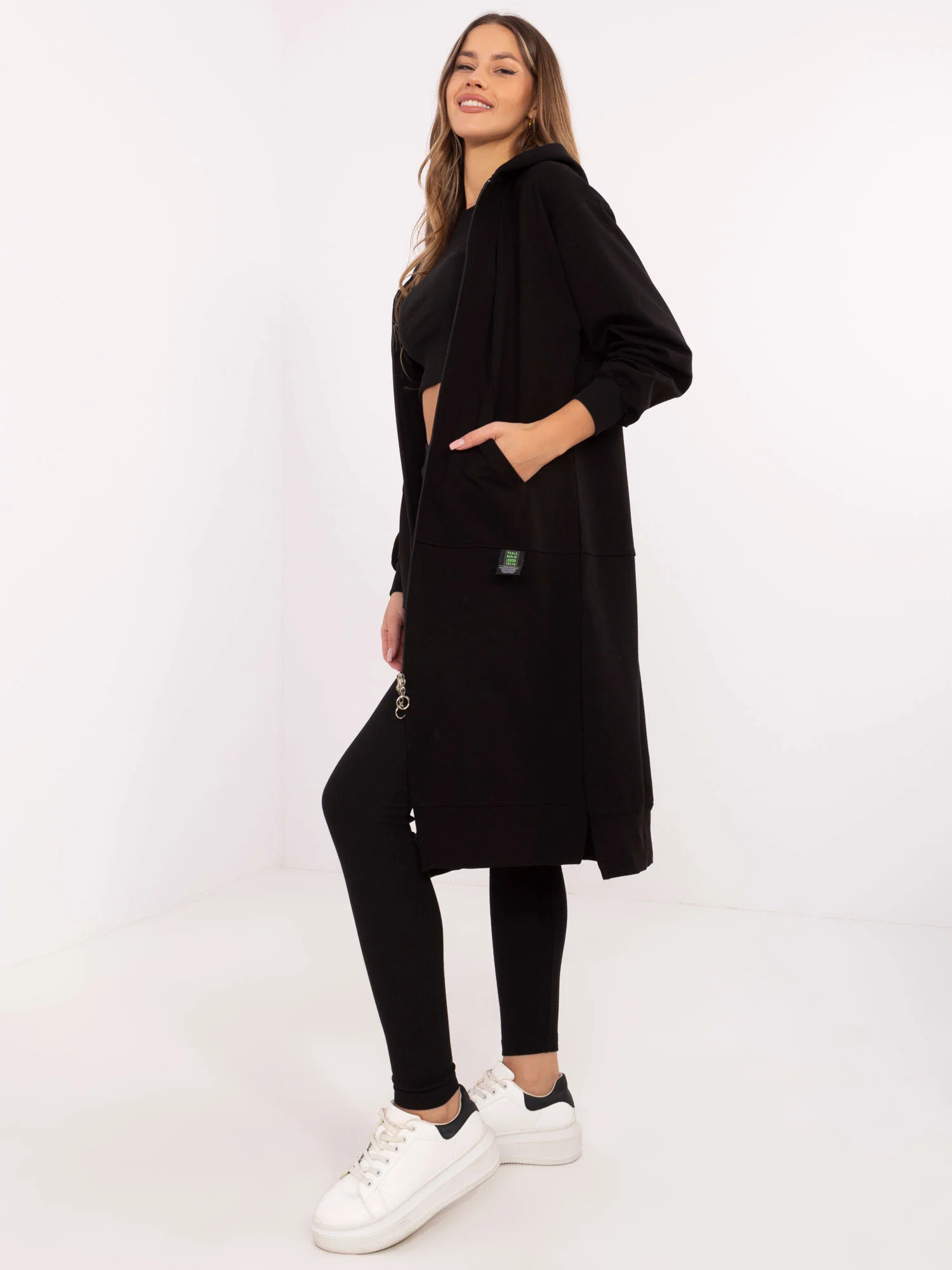 Compleu Dama Maneca lunga, Dungi, My Red Lips, Negru Casual - imagine 3