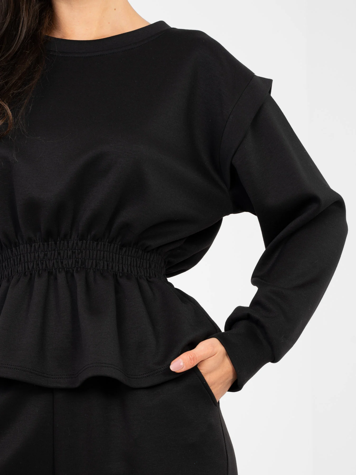 Compleu Dama Maneca lunga, Mansete elastice, RUE PARIS, Negru Eleganta Office - Image 3