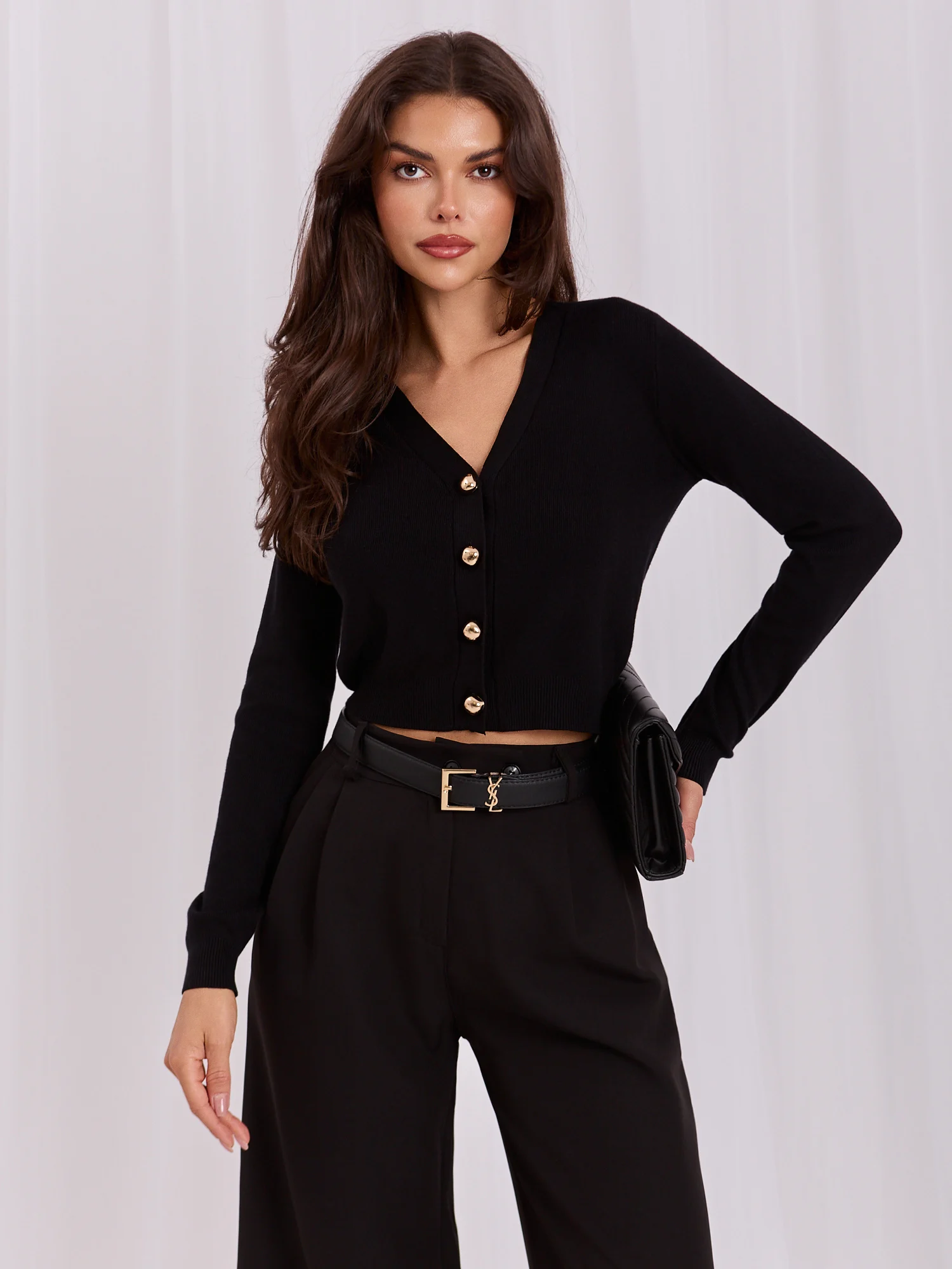 Pulover Dama Mini, Elegant, ITALY MODA, Negru Eleganta Office - imagine 6