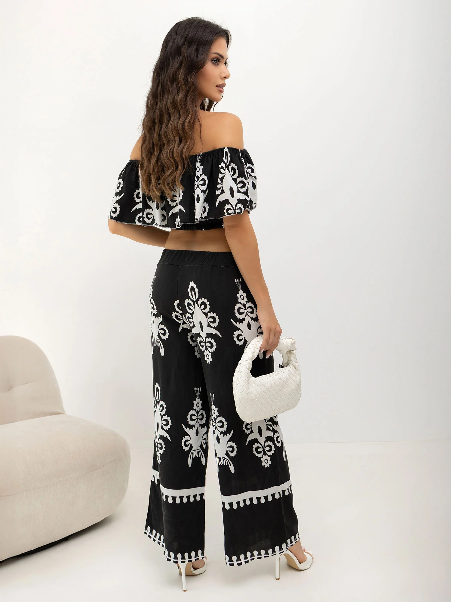 Compleu Dama Fara maneci, Boho, ITALY MODA, Negru - Image 4