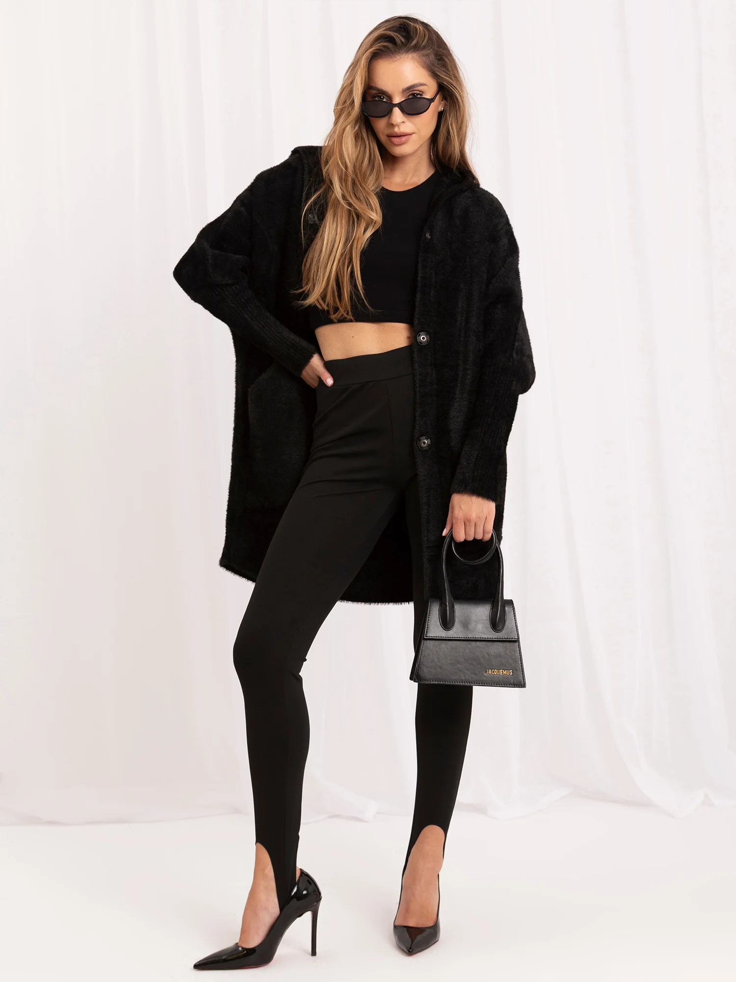 Palton Dama Maneca lunga, Oversize, Fashion Hunters, Negru de Vara - imagine 7