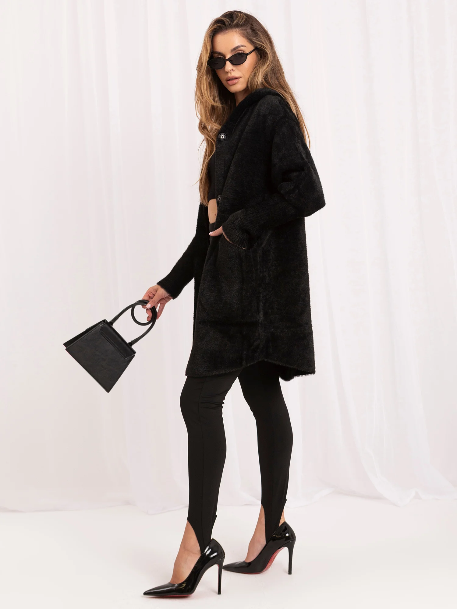 Palton Dama Maneca lunga, Oversize, Fashion Hunters, Negru de Vara - imagine 3