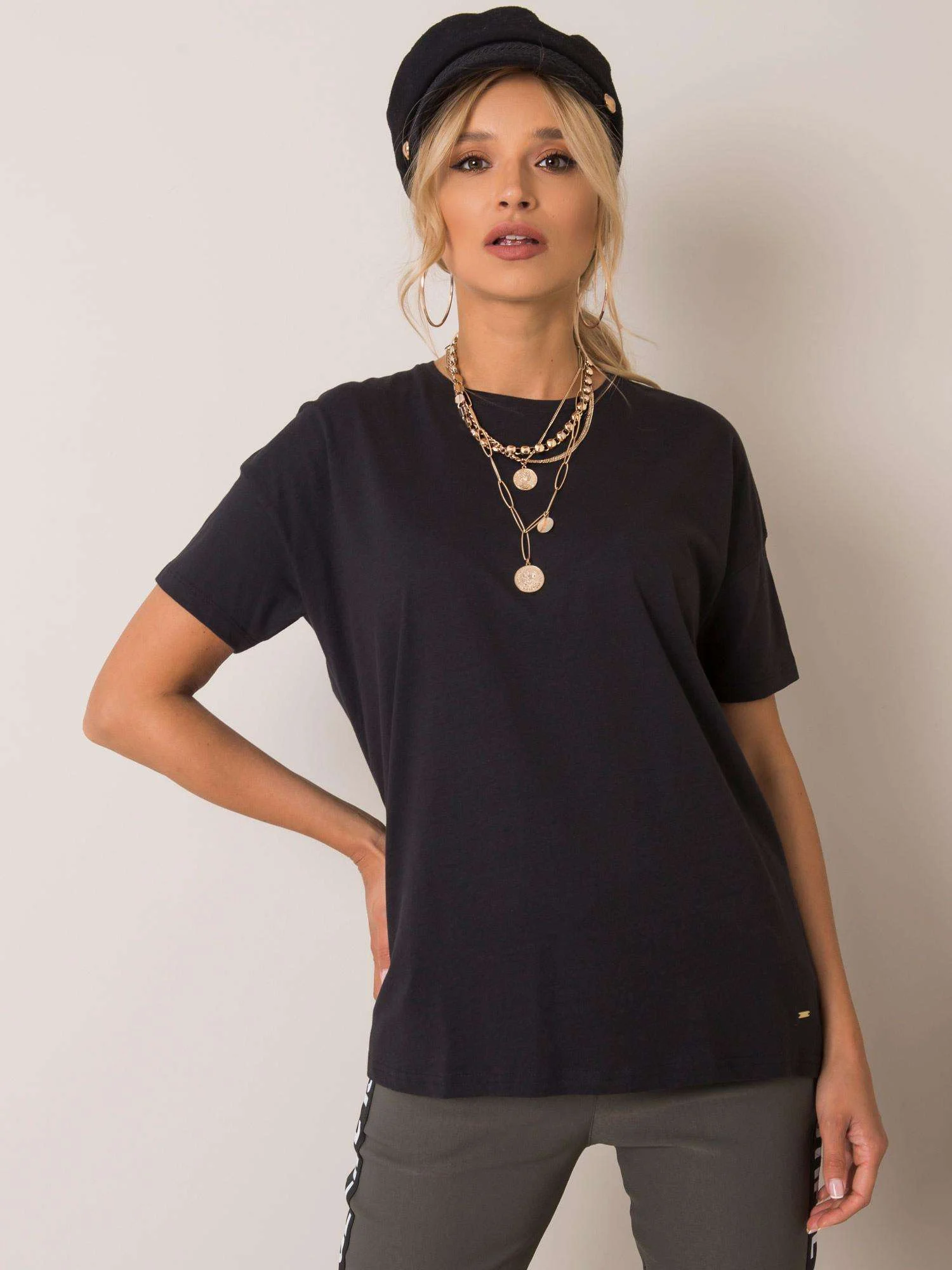 Tricou Dama Mini, Decolteu rotund, NieZnaszMnie, Negru Casual Marimi Mari - imagine 3