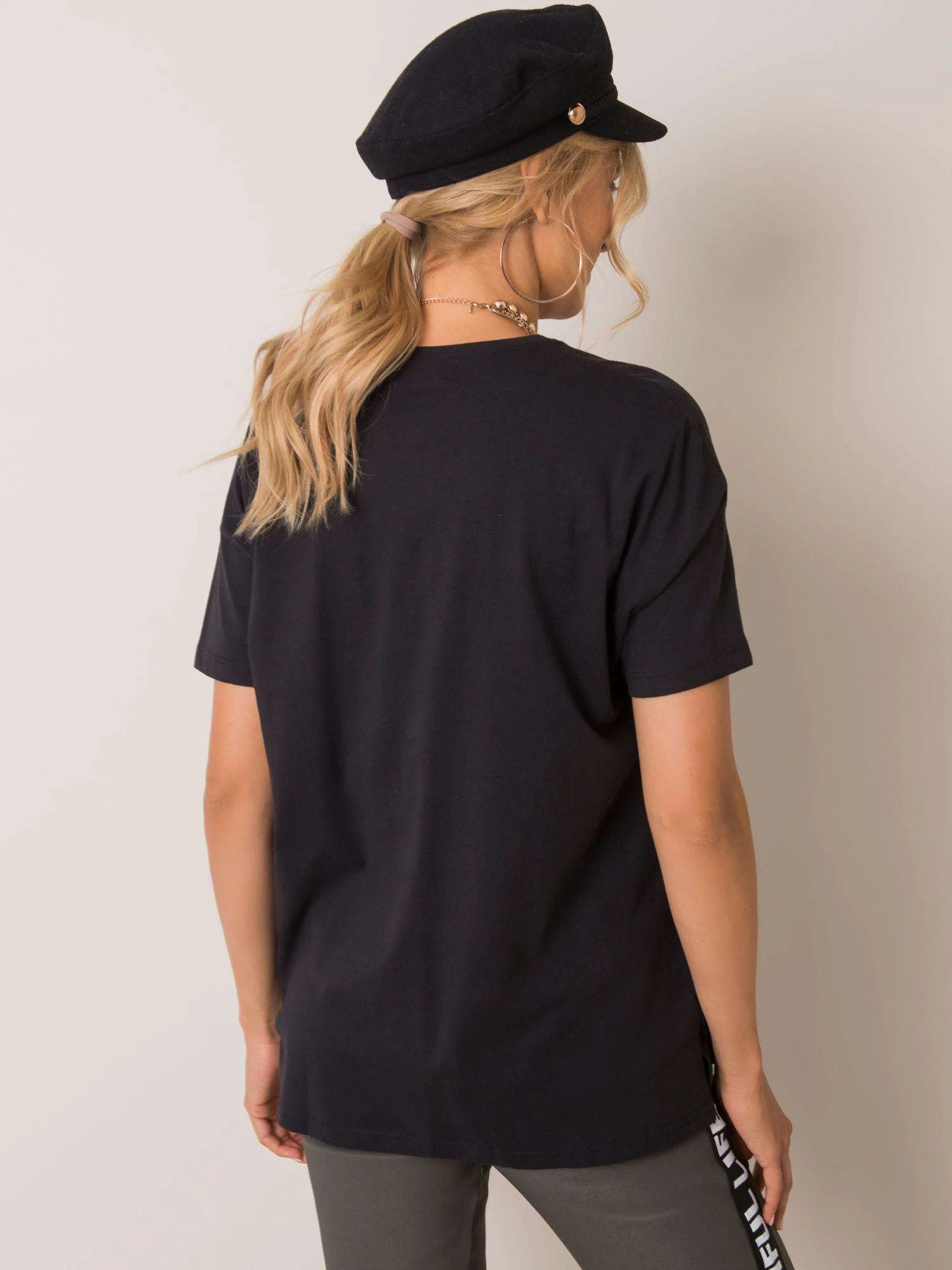 Tricou Dama Mini, Decolteu rotund, NieZnaszMnie, Negru Casual Marimi Mari - imagine 2