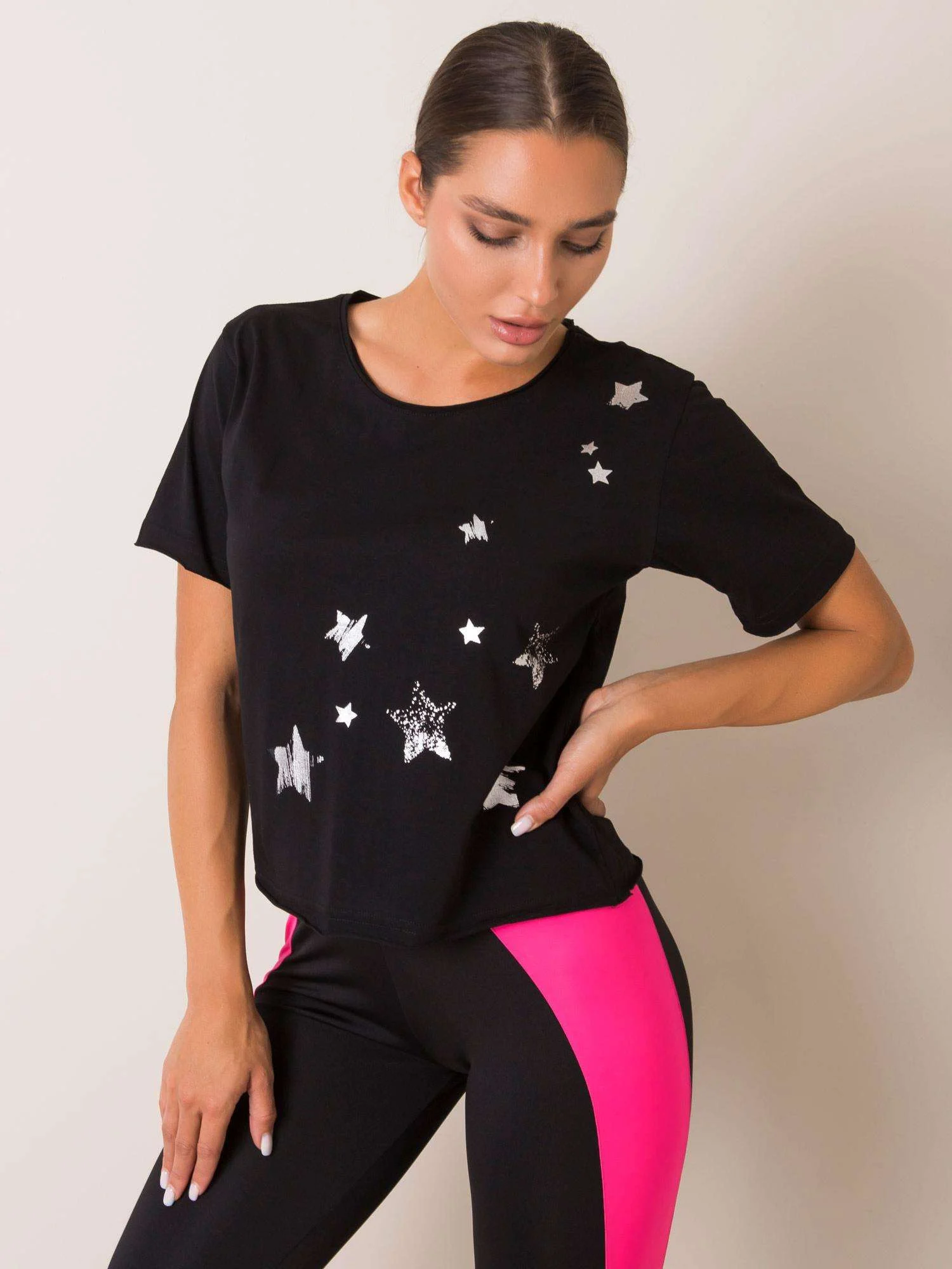 Tricou Dama Mini, Imprimat, For Fitness, Negru - imagine 2