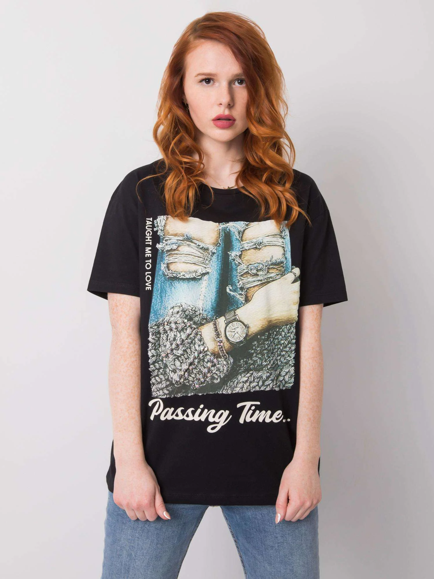 Tricou Dama Imprimat, Decolteu rotund, H&B, Negru - imagine 3