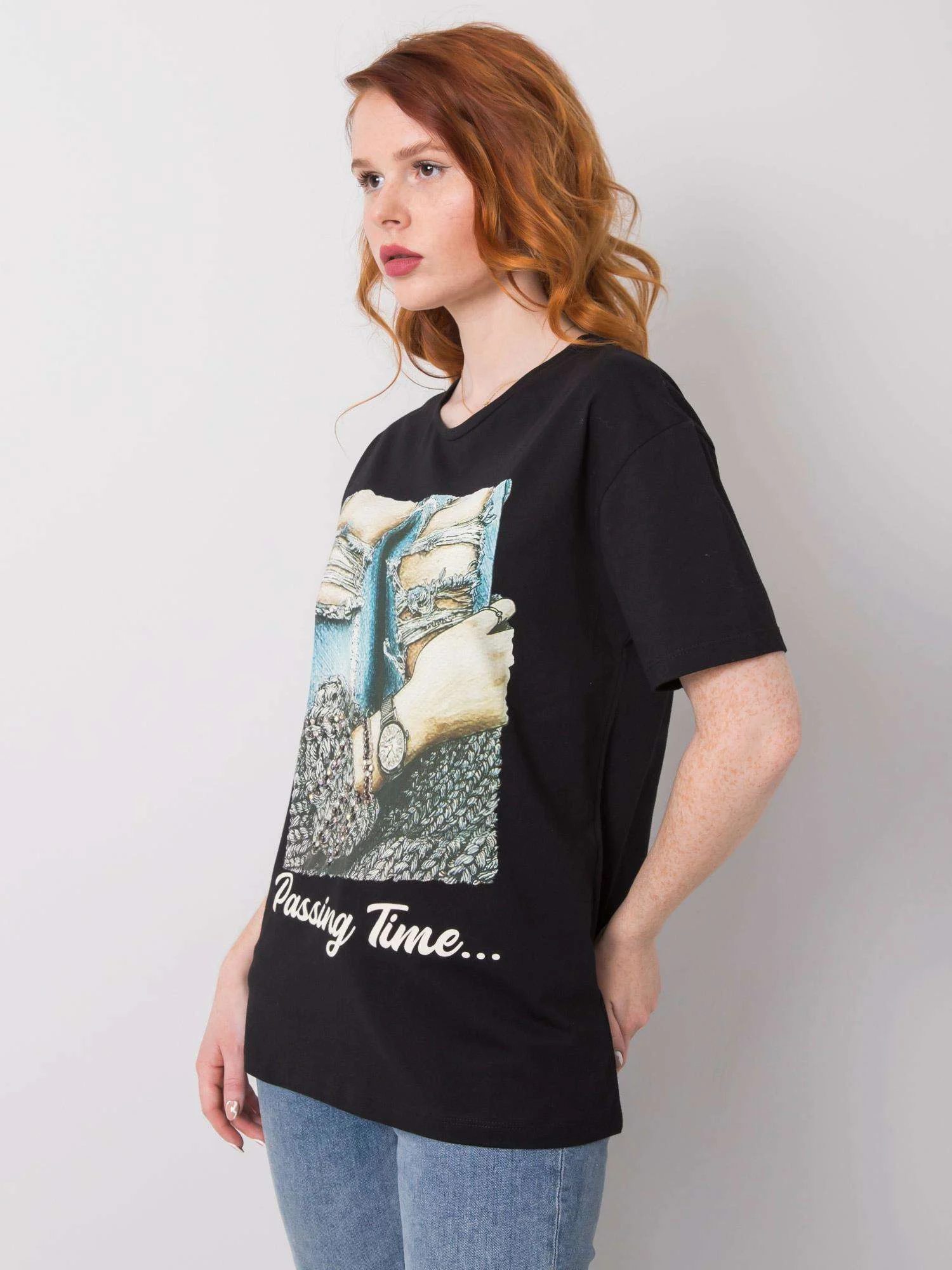 Tricou Dama Imprimat, Decolteu rotund, H&B, Negru - imagine 5