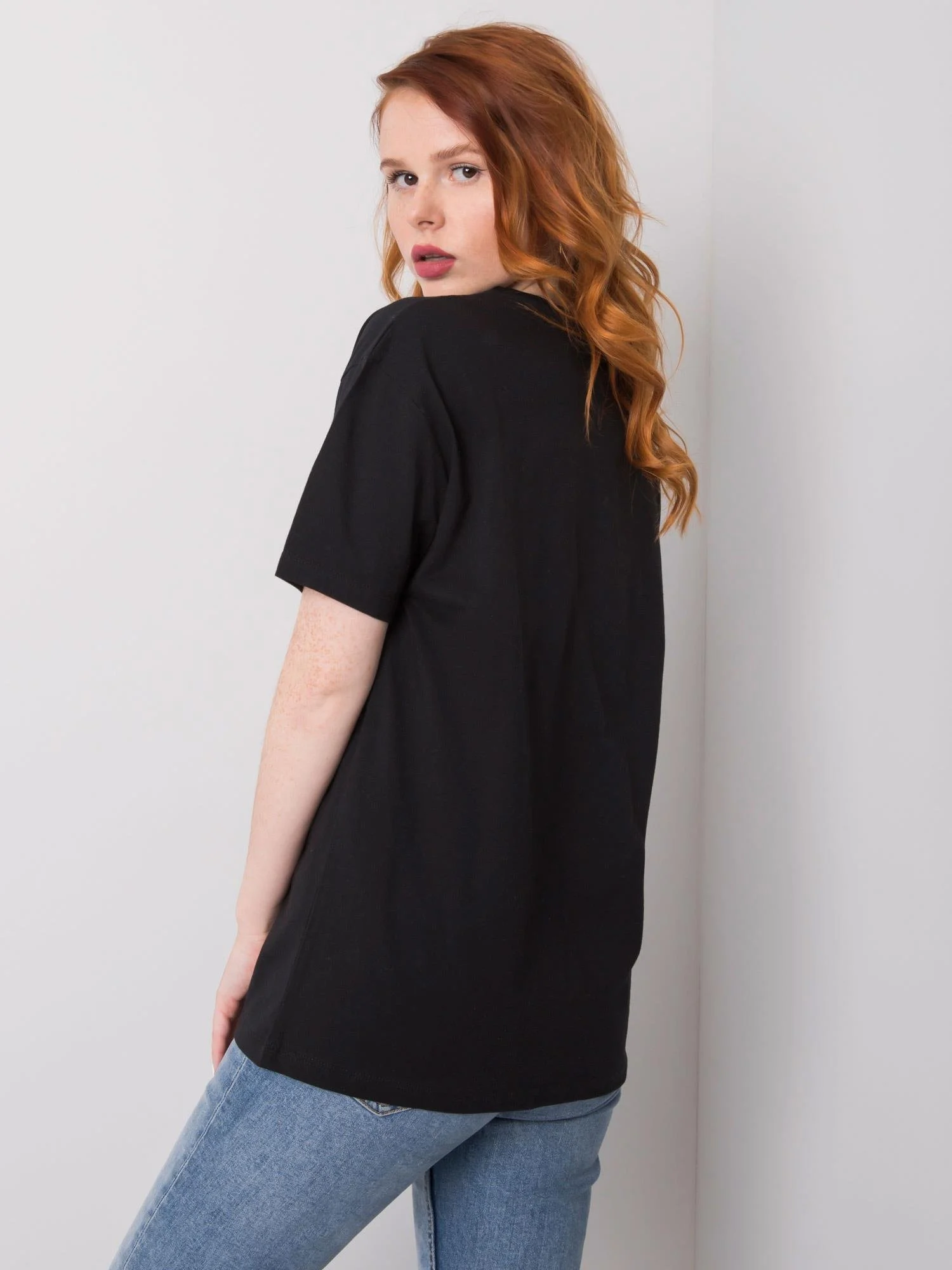 Tricou Dama Imprimat, Decolteu rotund, H&B, Negru - imagine 4