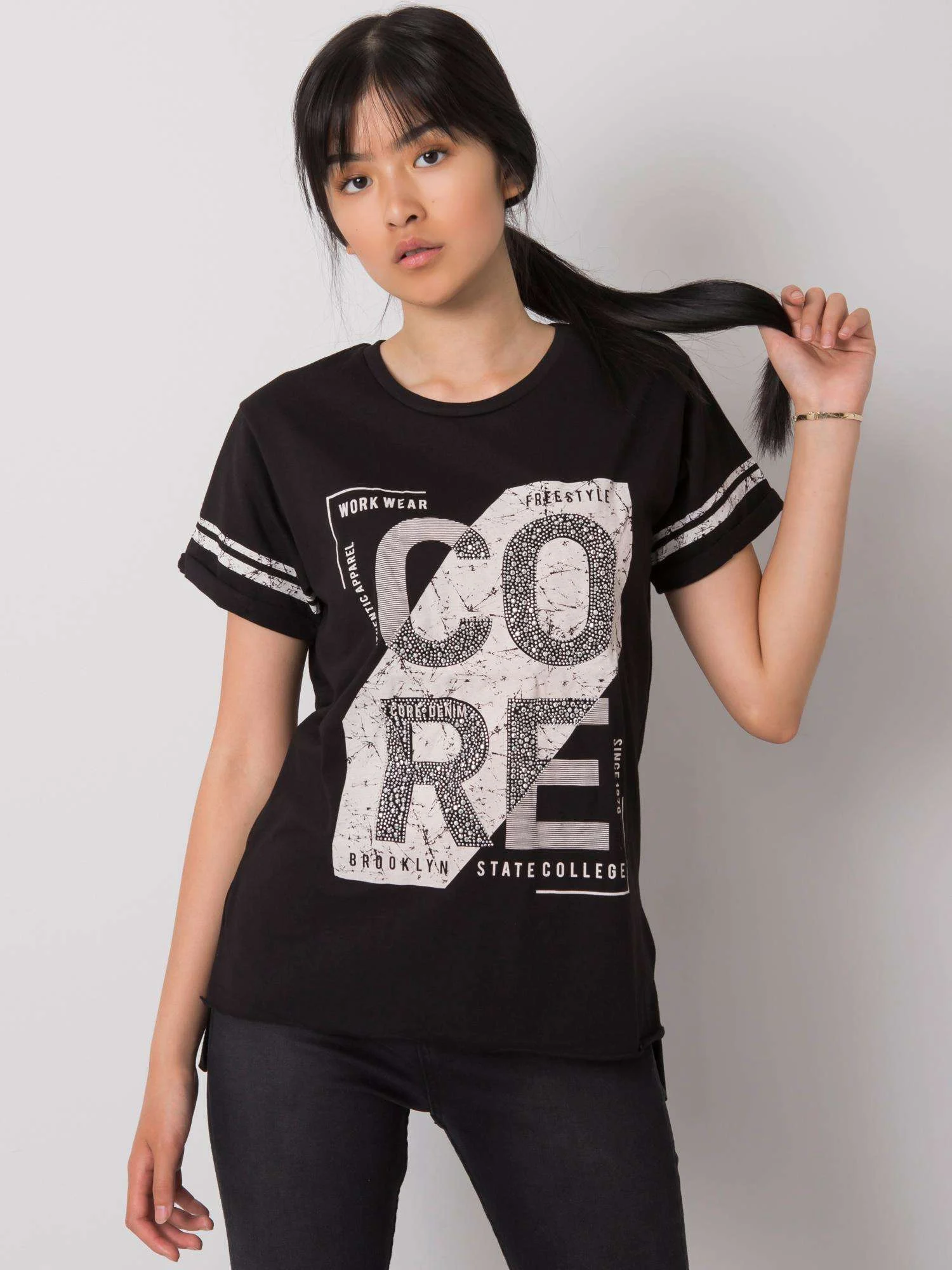 Tricou Dama Mini, Imprimat, H&B, Negru - imagine 4