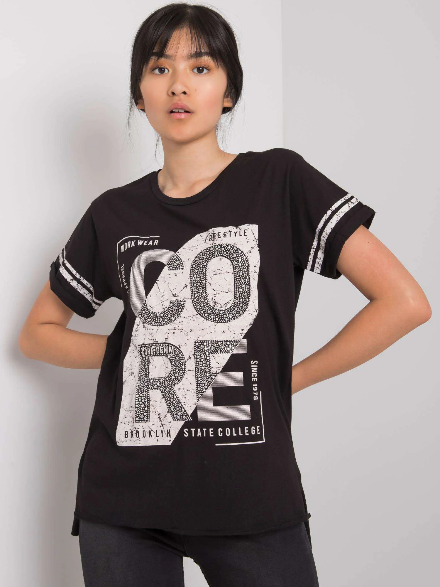Tricou Dama Mini, Imprimat, H&B, Negru - imagine 3