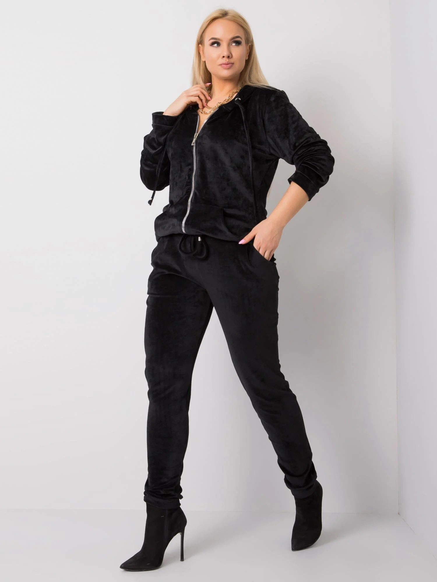 Compleu Dama Maneca lunga, Maneca lunga, RELEVANCE, Negru Marimi Mari - imagine 5