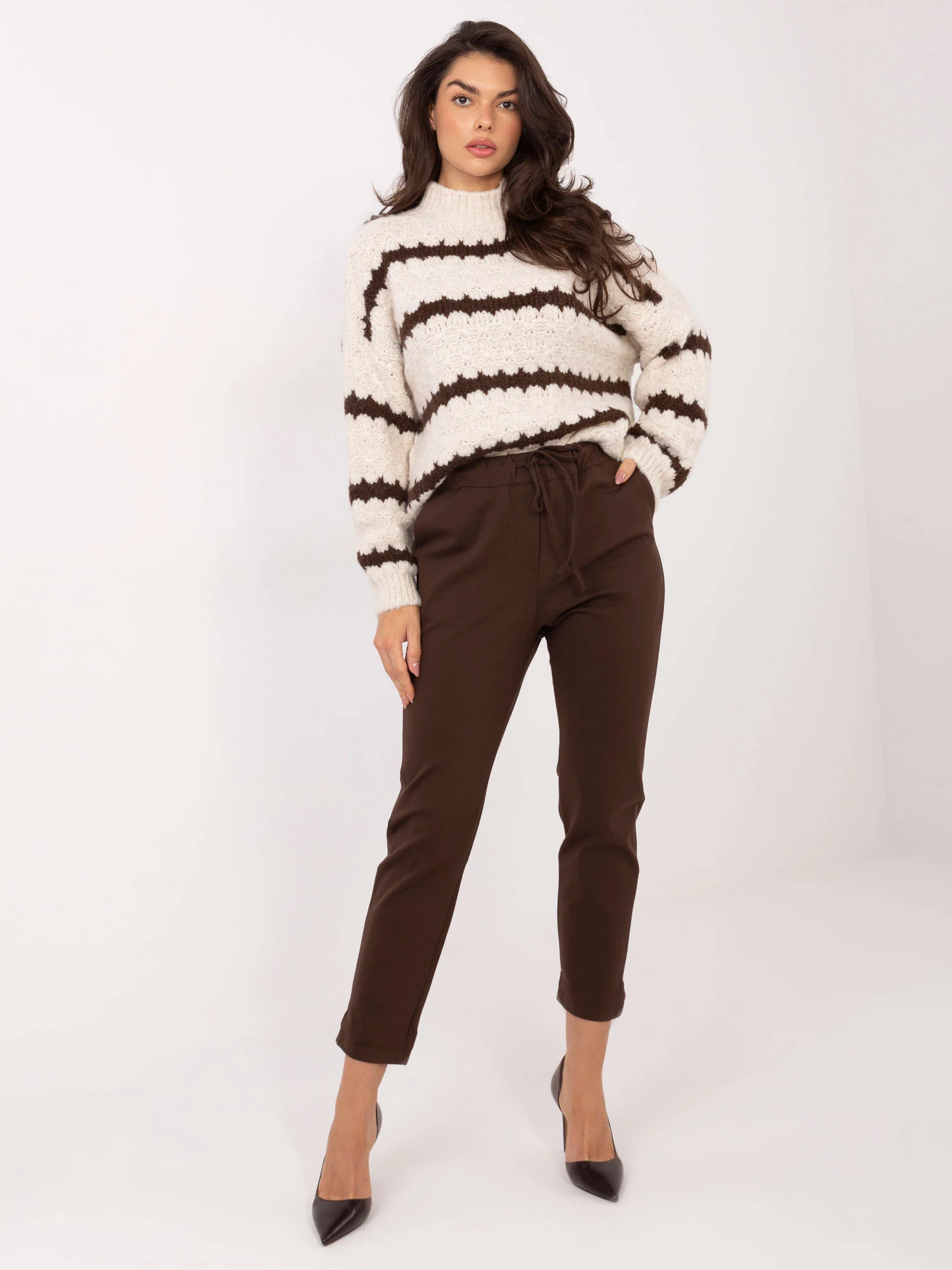 Pantaloni Dama 7/8, Conica, Adela, Maro Casual - imagine 5