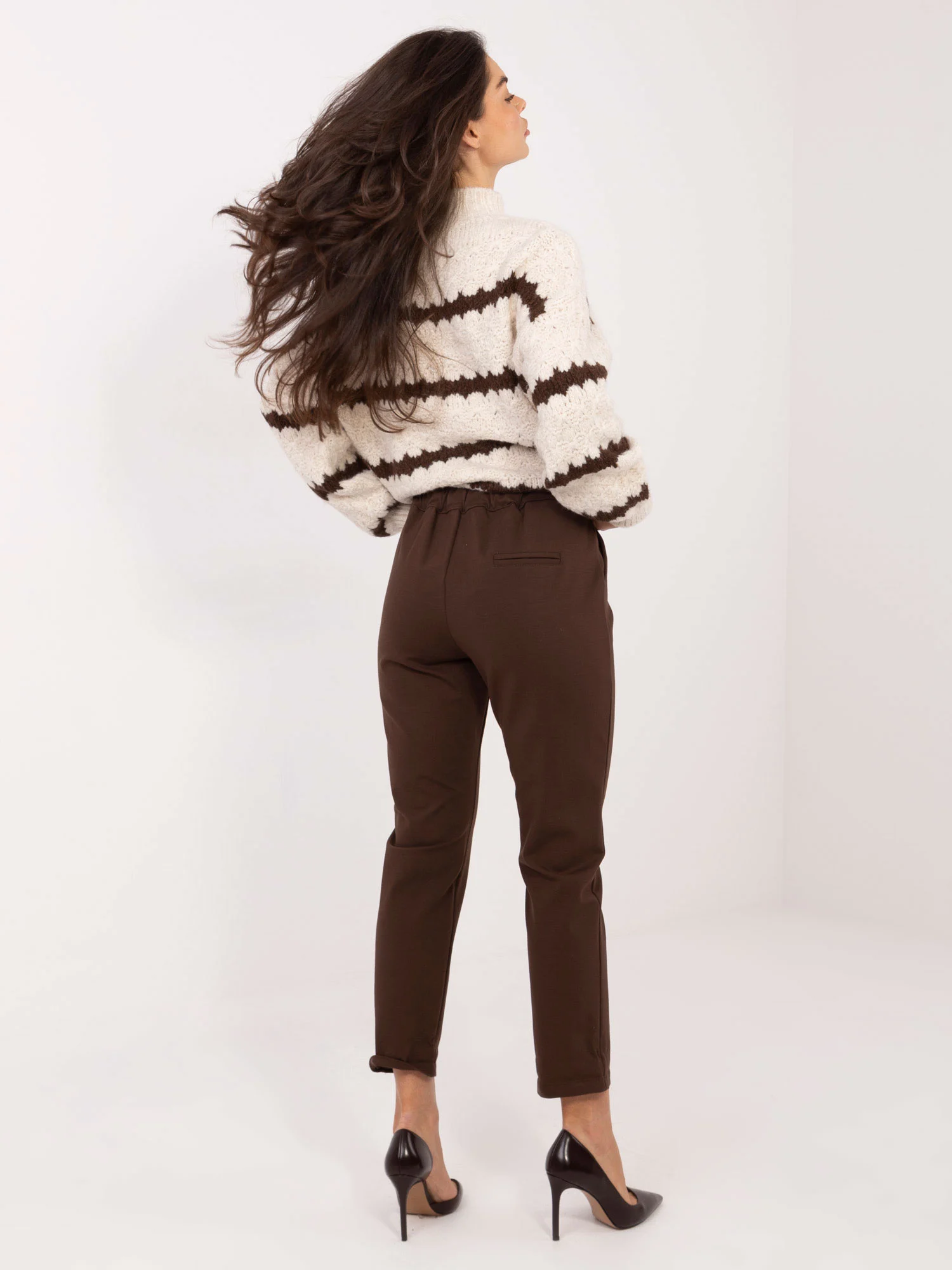 Pantaloni Dama 7/8, Conica, Adela, Maro Casual - imagine 2
