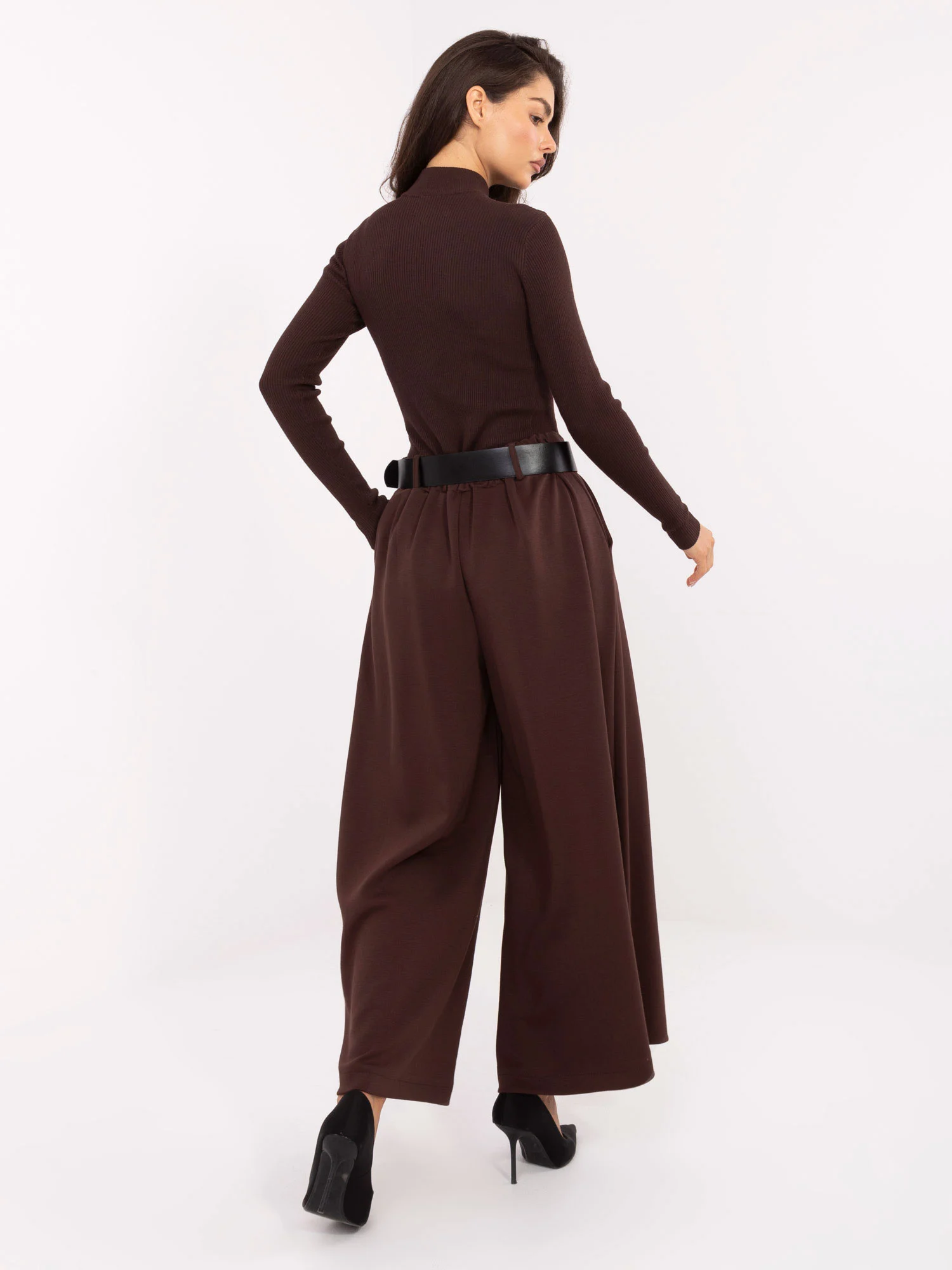 Pantaloni Dama Elegant, Guler inalt, MODA ITALY, Maro Eleganta Office - imagine 5