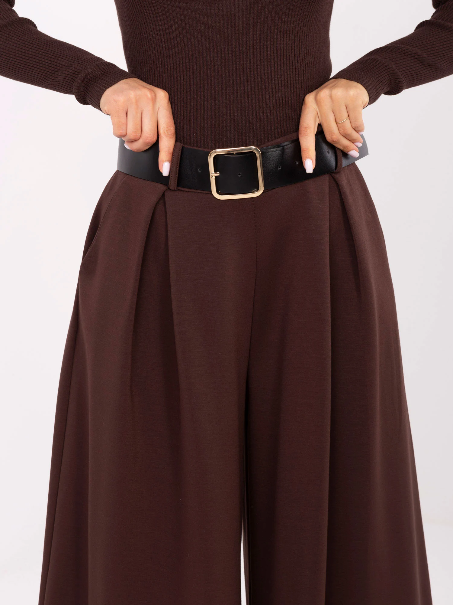 Pantaloni Dama Elegant, Guler inalt, MODA ITALY, Maro Eleganta Office - imagine 4