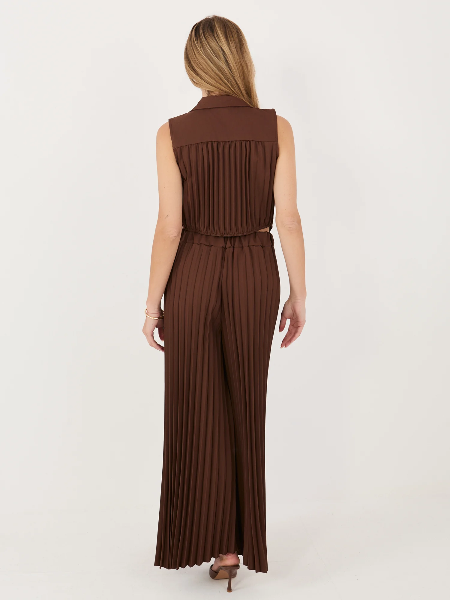 Compleu Dama Fara maneci, Guler inalt, ITALY MODA, Maro de Petrecere - imagine 6