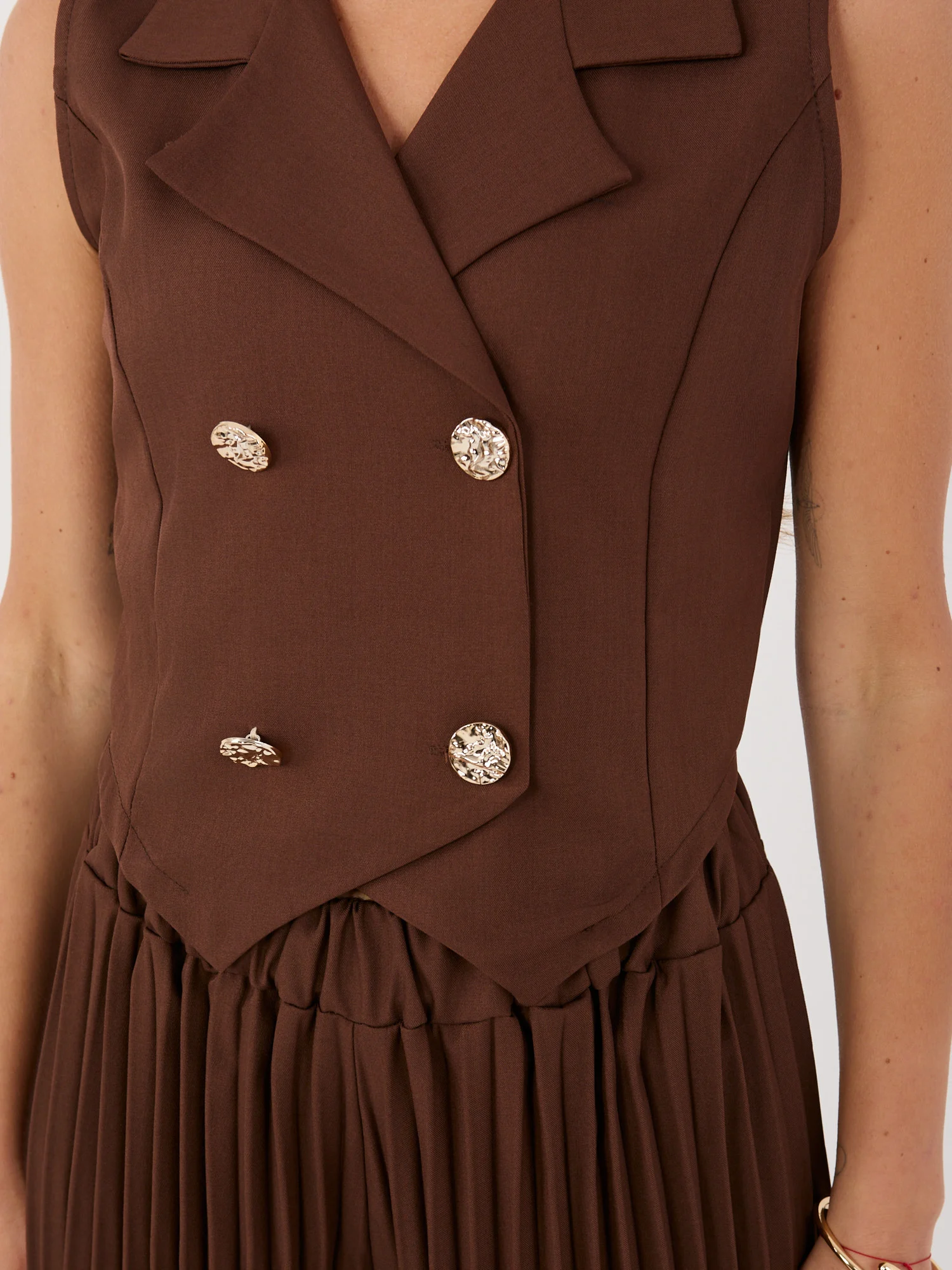 Compleu Dama Fara maneci, Guler inalt, ITALY MODA, Maro de Petrecere - imagine 5