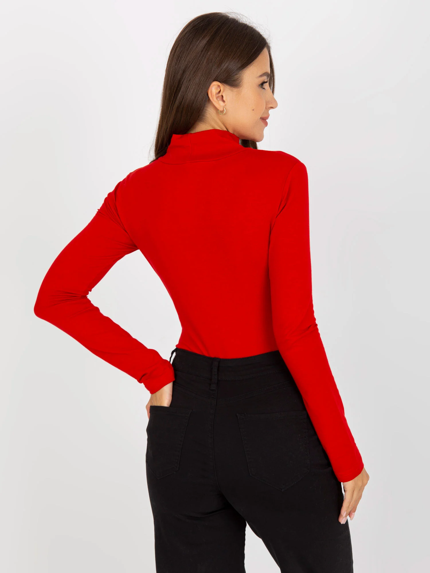 Bluza Dama Maneca lunga, Guler inalt, City Donna, Rosu de Petrecere - imagine 6