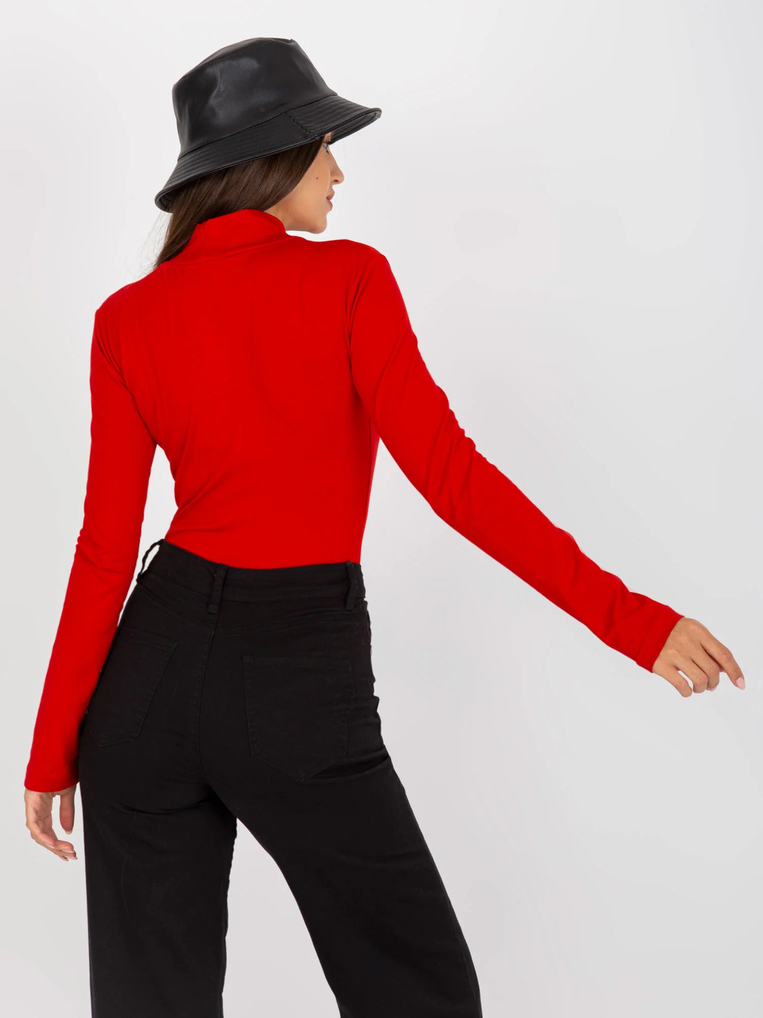 Bluza Dama Maneca lunga, Guler inalt, City Donna, Rosu de Petrecere - imagine 6