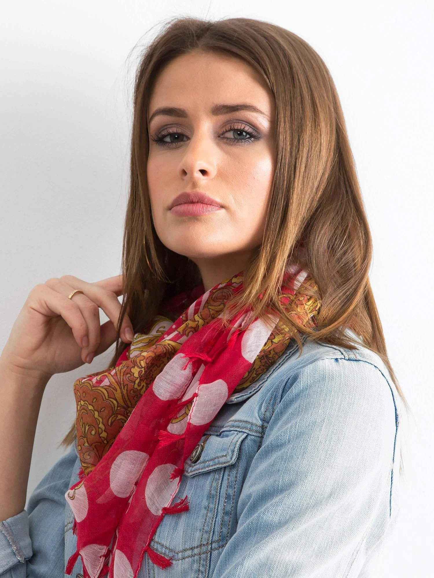 Bandana Dama Floral, Viscoza, Fashion Hunters, Rosu - imagine 2