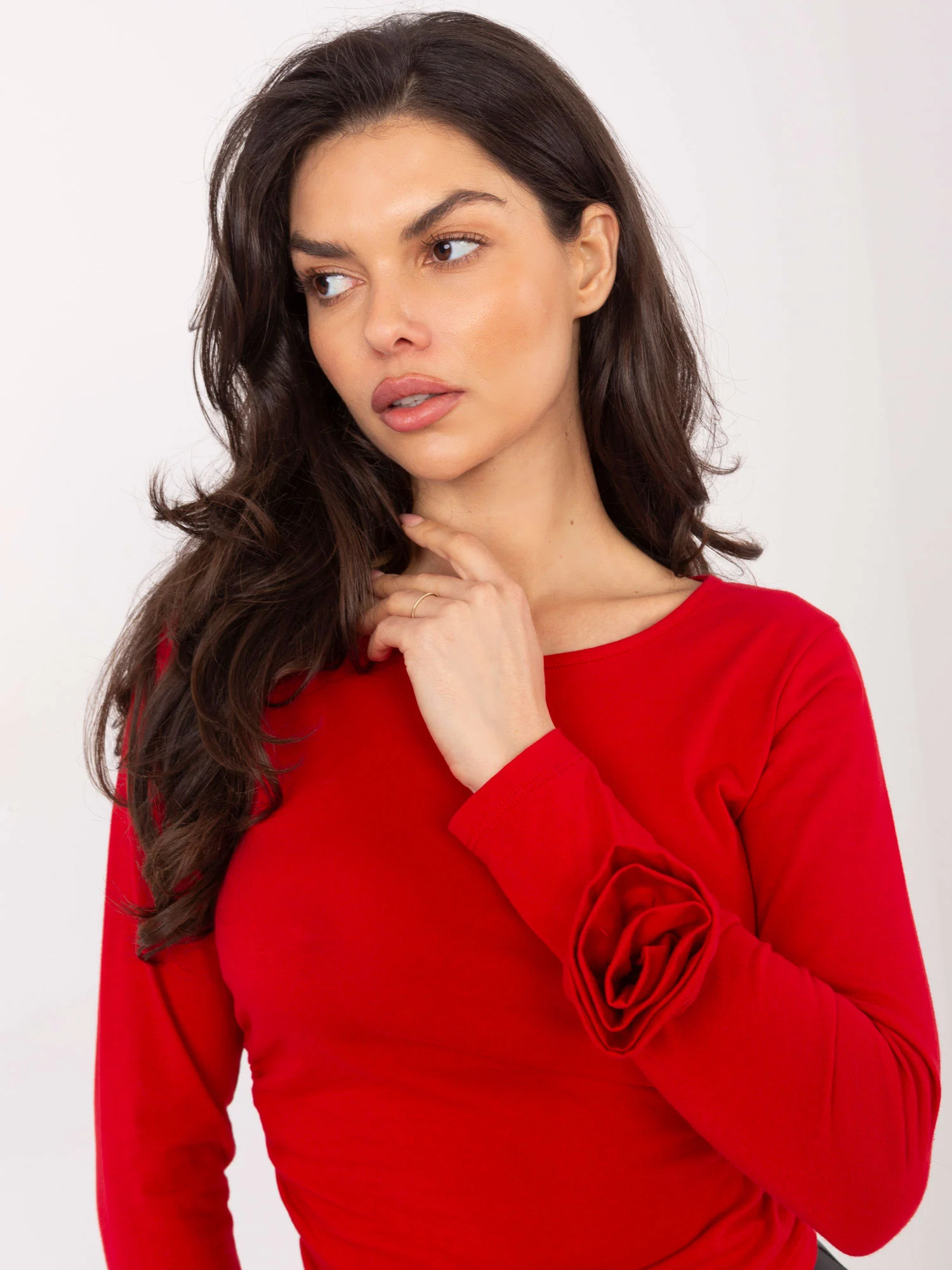 Bluza Dama Mini, Guler inalt, ITALY MODA, Rosu Casual - imagine 5
