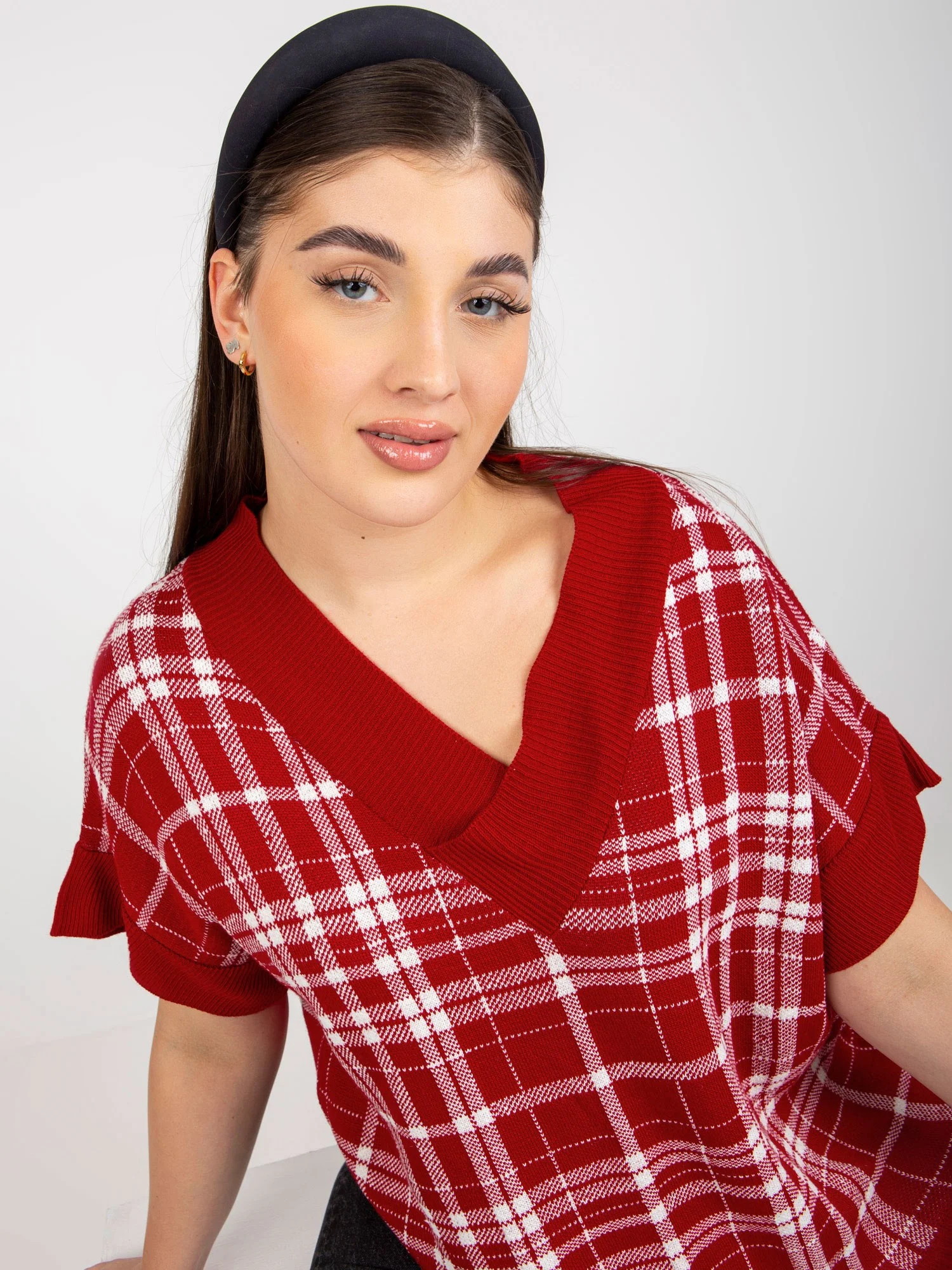 Vesta Dama Fara maneci, Carouri, LAKERTA, Rosu Eleganta Office - imagine 6