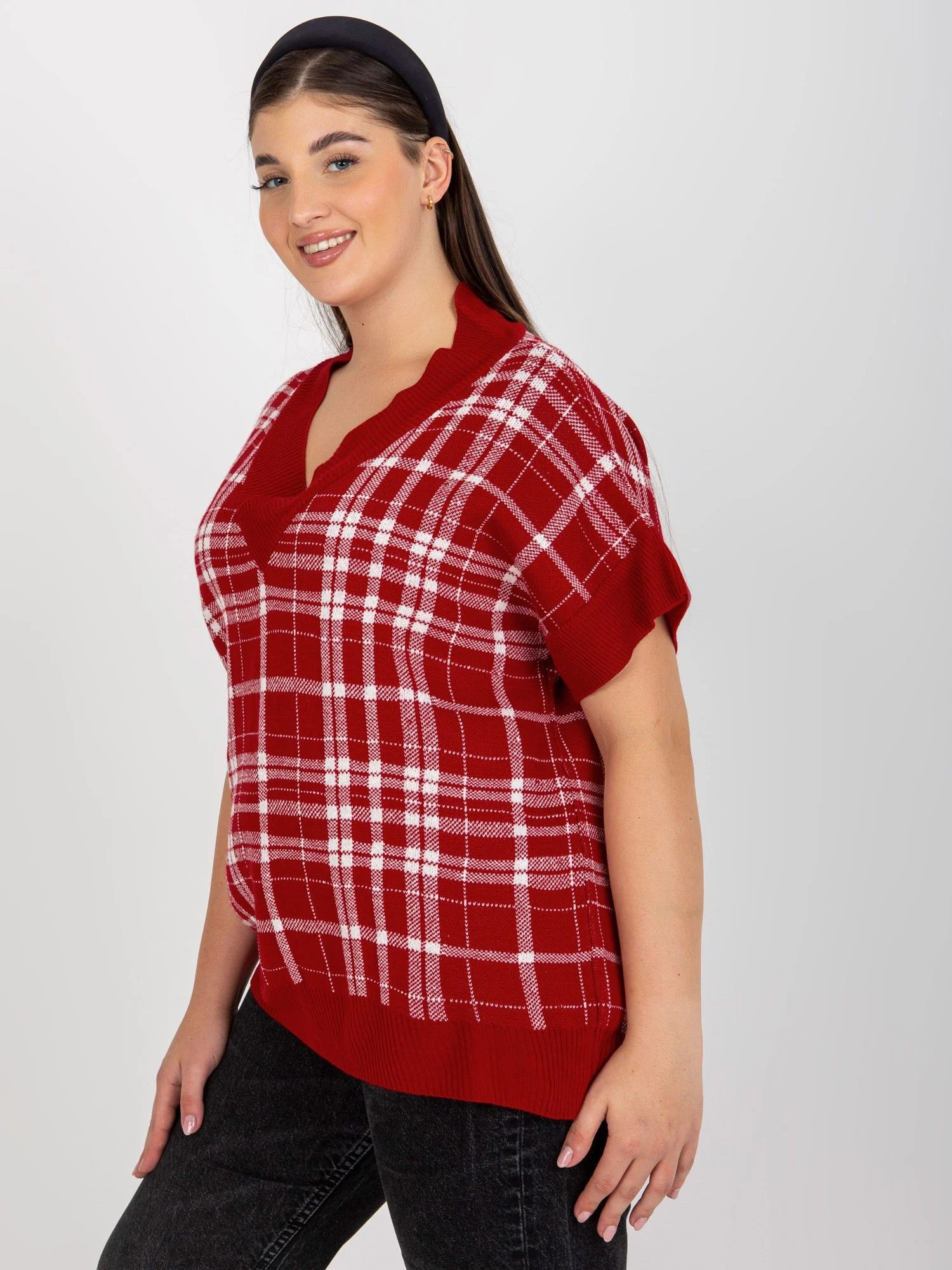 Vesta Dama Fara maneci, Carouri, LAKERTA, Rosu Eleganta Office - imagine 2