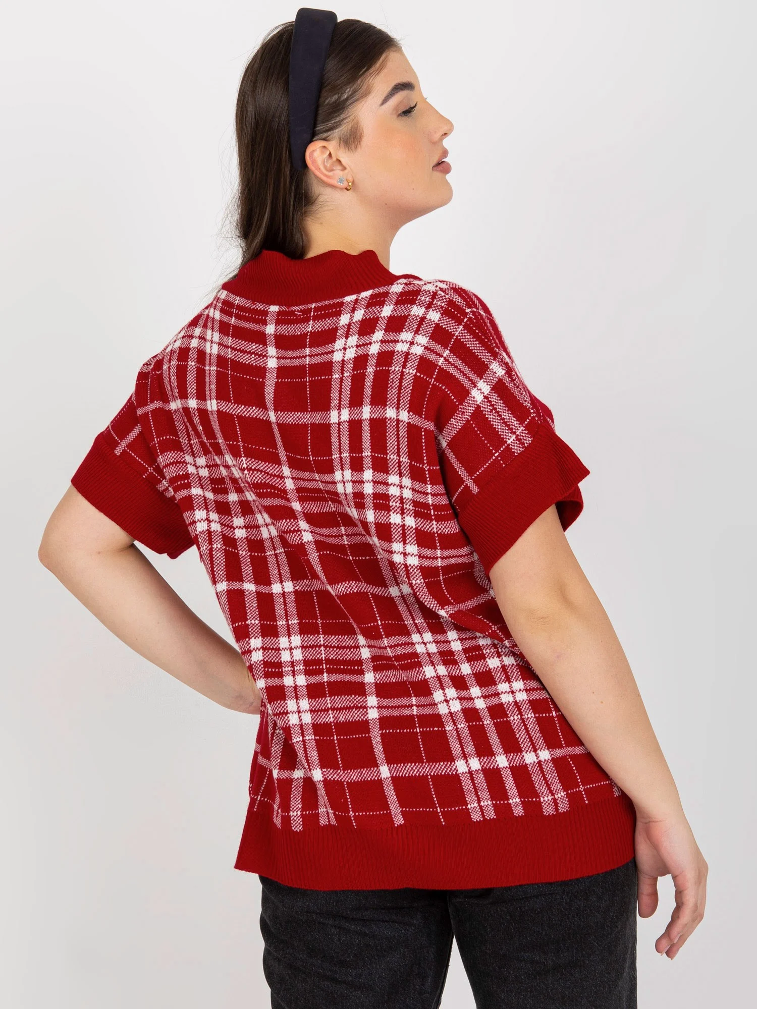 Vesta Dama Fara maneci, Carouri, LAKERTA, Rosu Eleganta Office - imagine 3