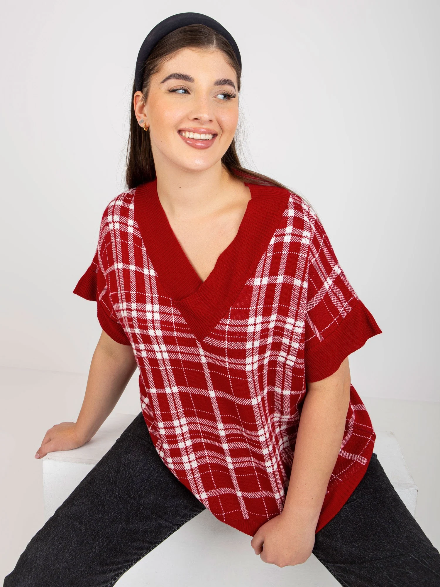 Vesta Dama Fara maneci, Carouri, LAKERTA, Rosu Eleganta Office - imagine 4