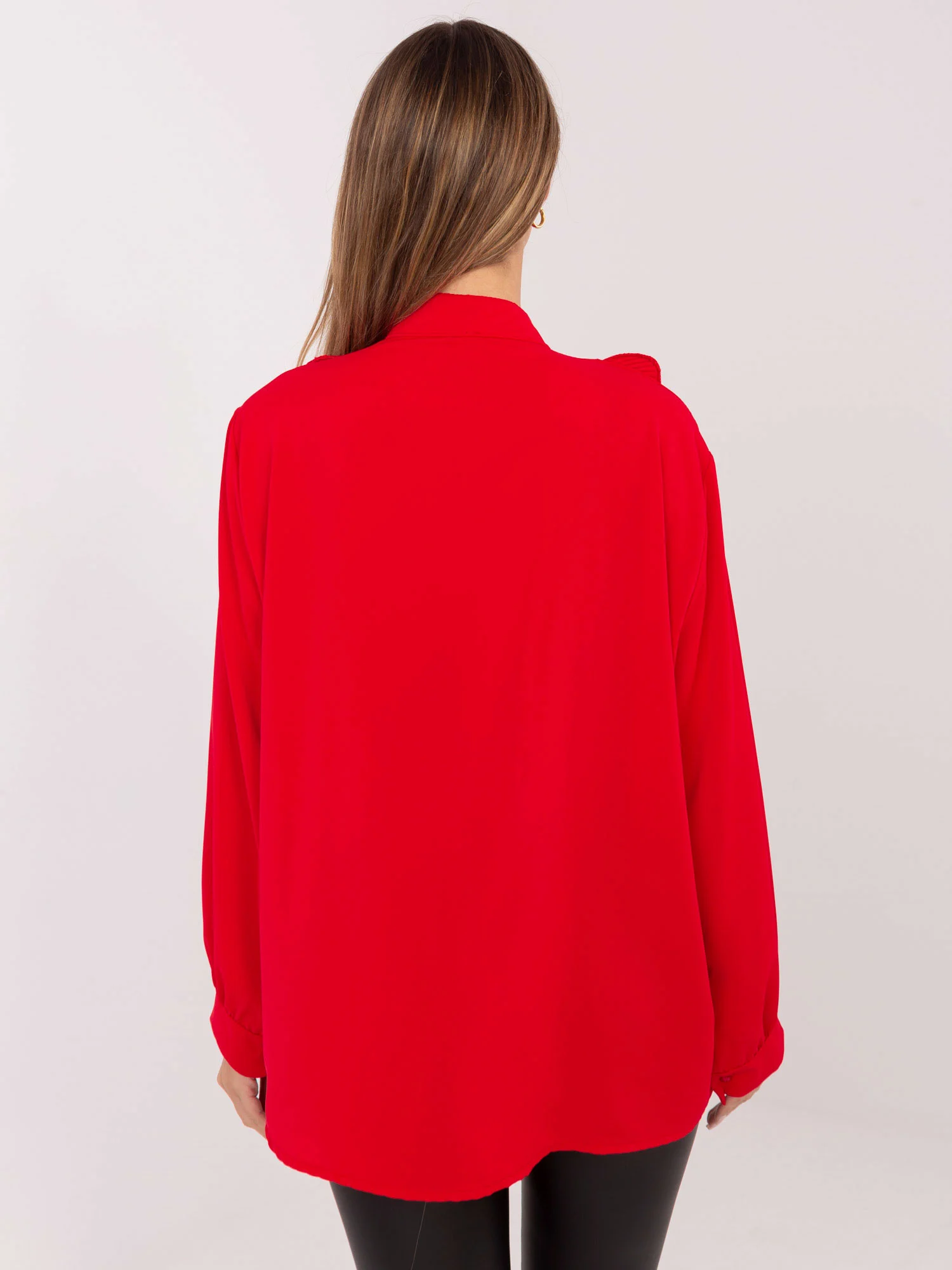 Camasa Dama Maneca lunga, Elegant, RED LINE, Rosu Eleganta Office - imagine 6