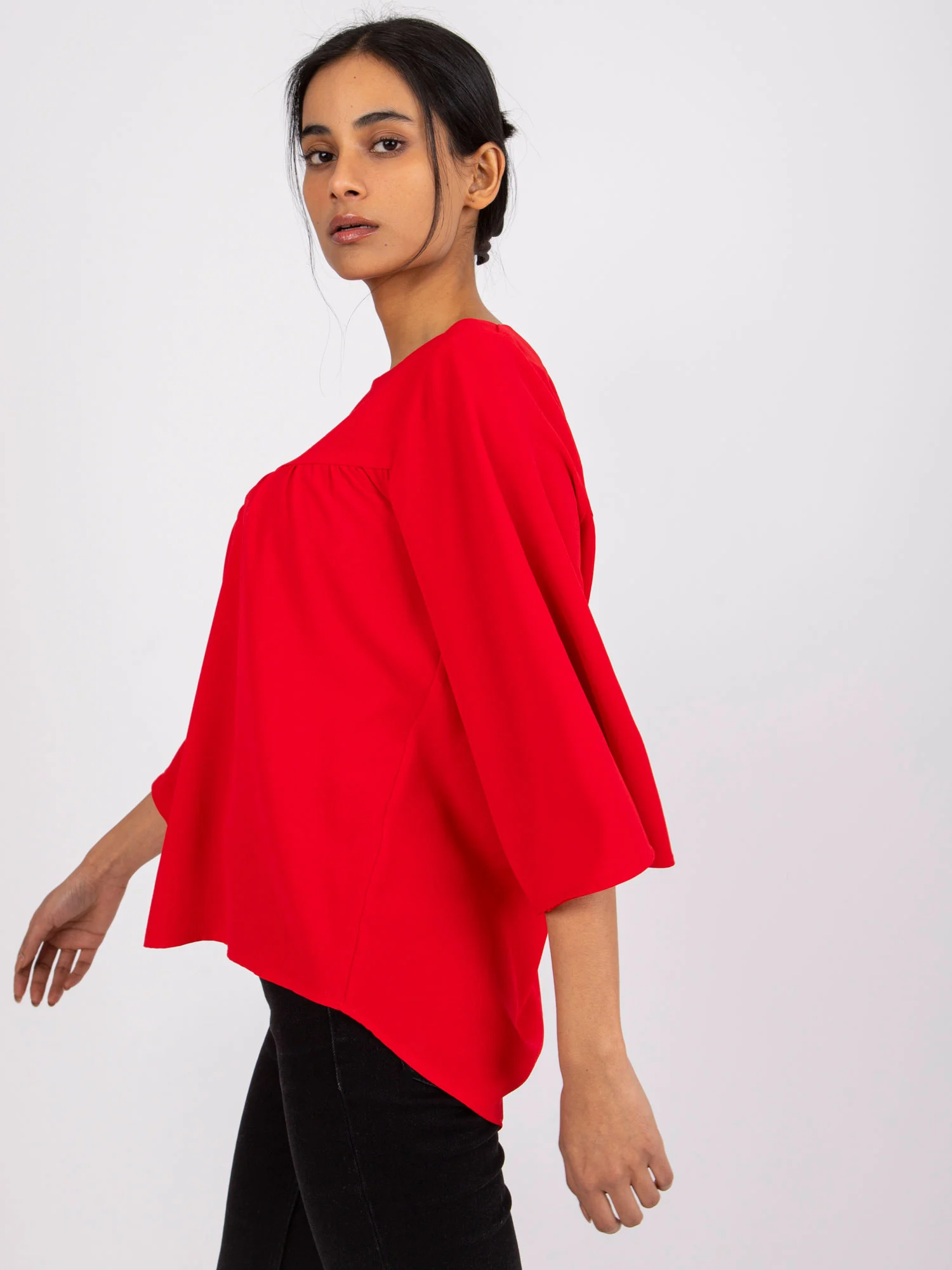 Bluza Dama Maneca 3/4, Elegant, RUE PARIS, Rosu Eleganta Office - imagine 5