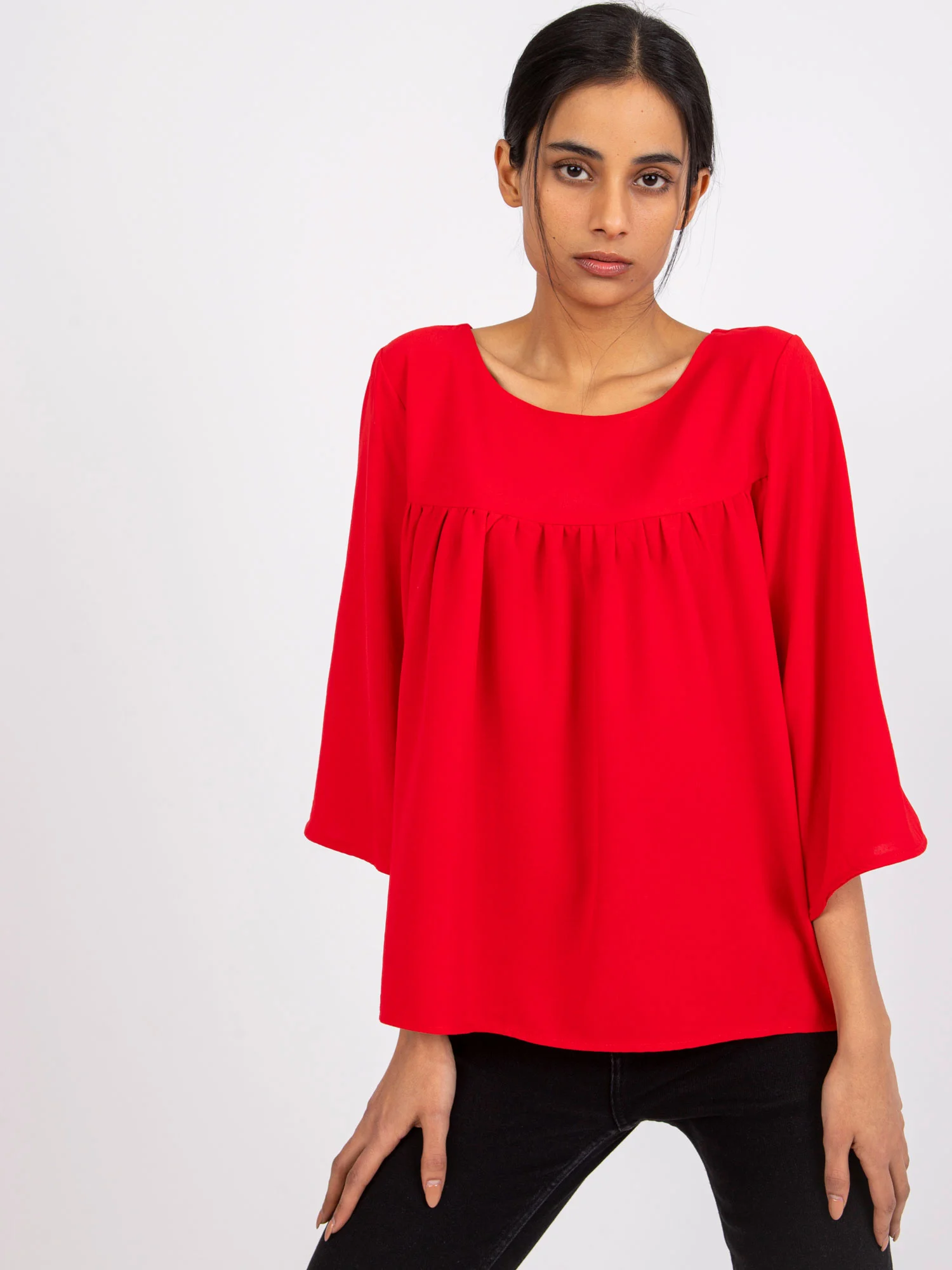 Bluza Dama Maneca 3/4, Elegant, RUE PARIS, Rosu Eleganta Office - imagine 2