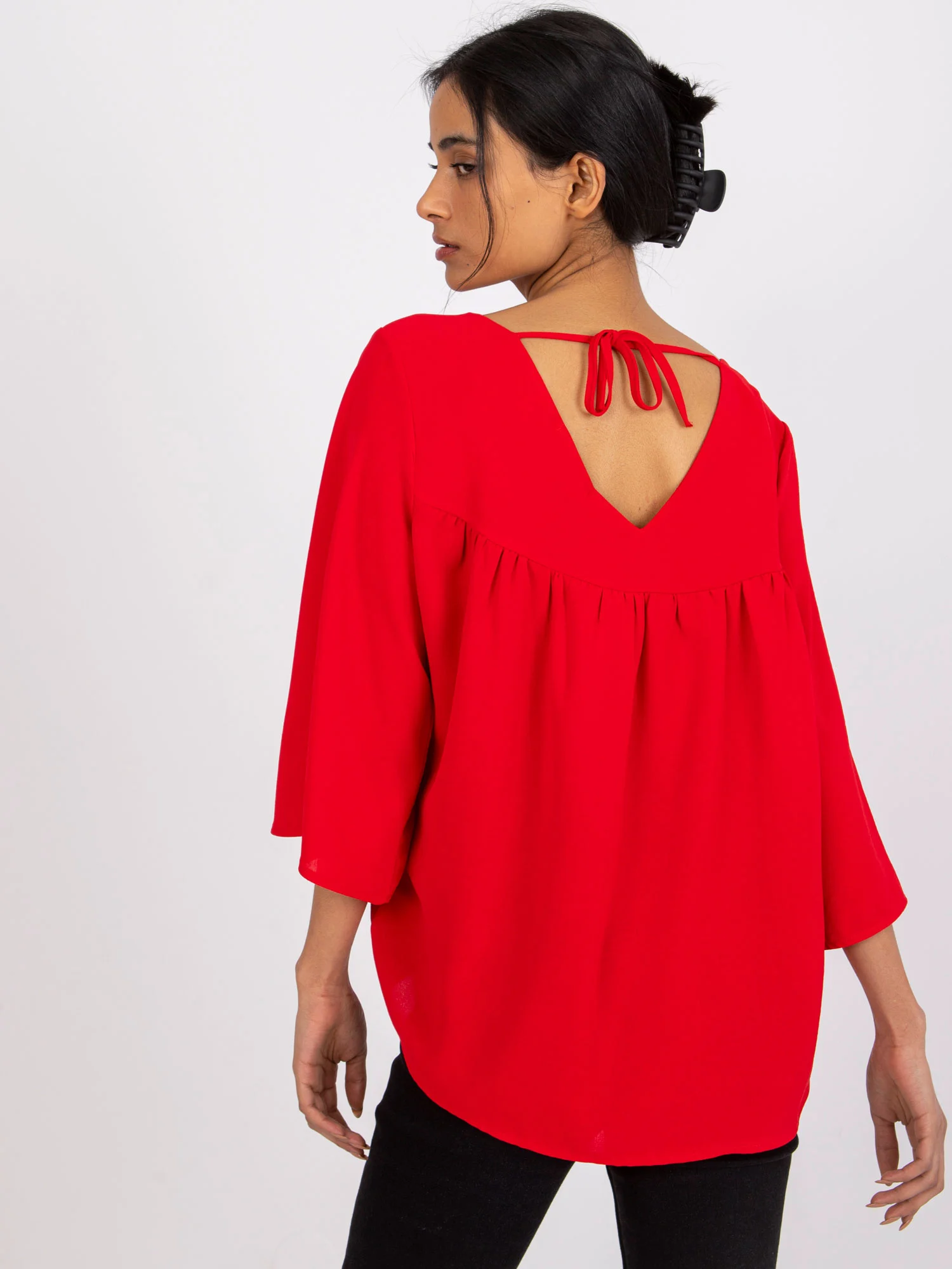 Bluza Dama Maneca 3/4, Elegant, RUE PARIS, Rosu Eleganta Office - imagine 3
