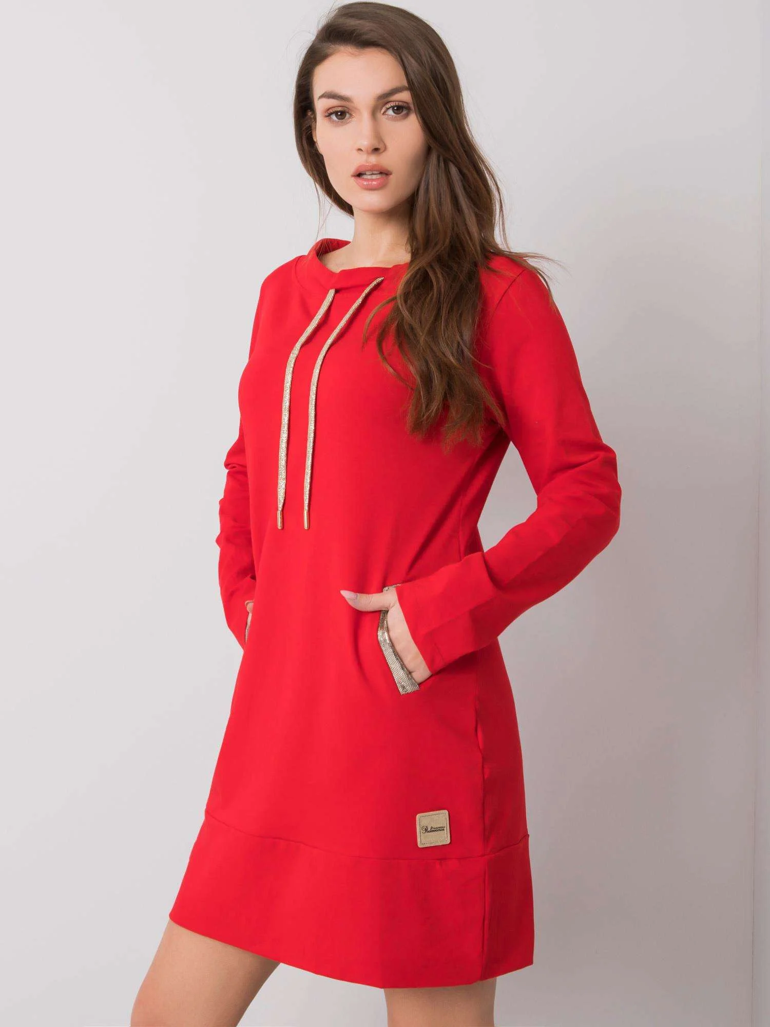 Rochie Dama Mini, Decolteu rotund, RELEVANCE, Rosu Eleganta Office - imagine 4