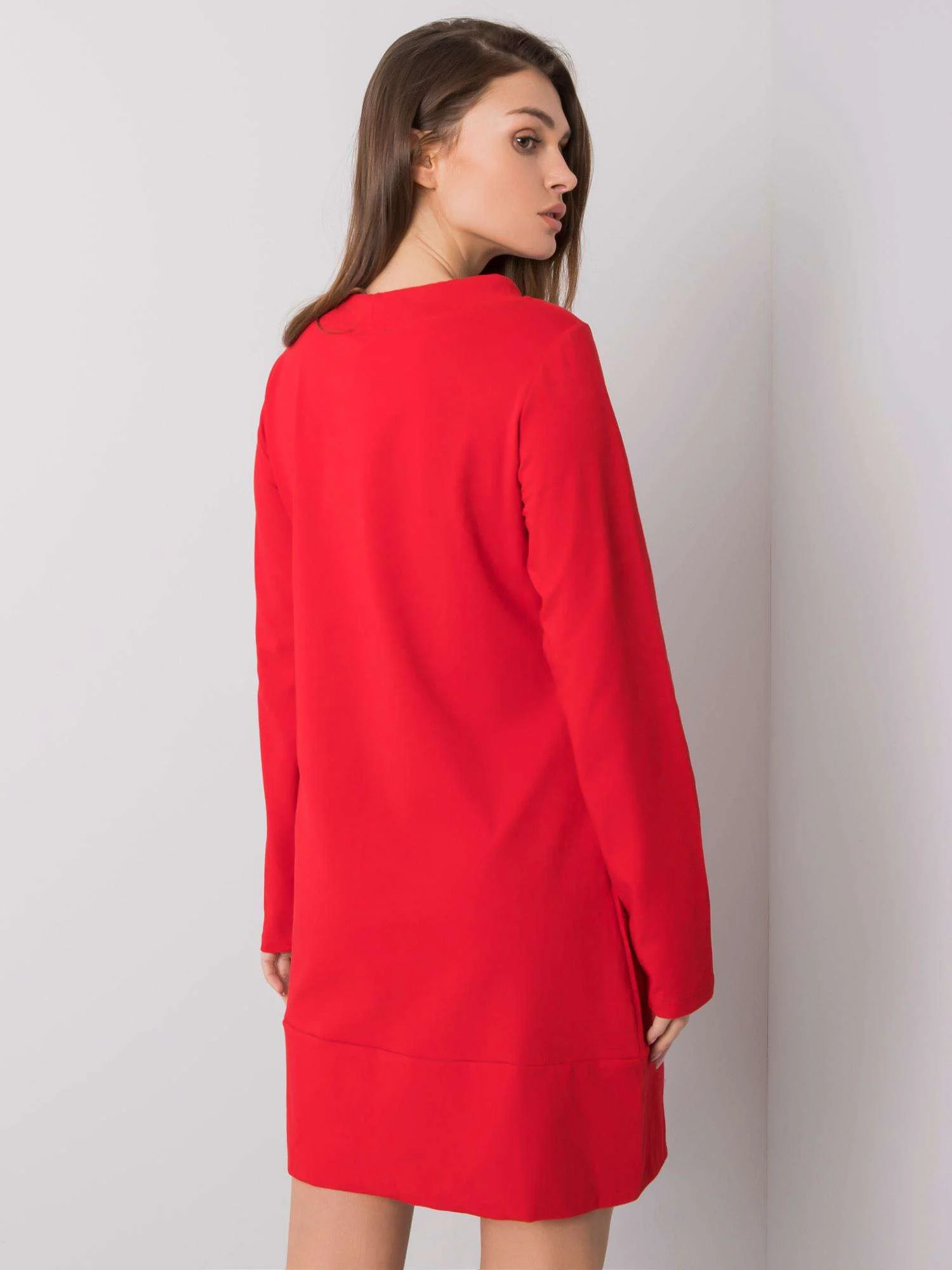 Rochie Dama Mini, Decolteu rotund, RELEVANCE, Rosu Eleganta Office - imagine 3