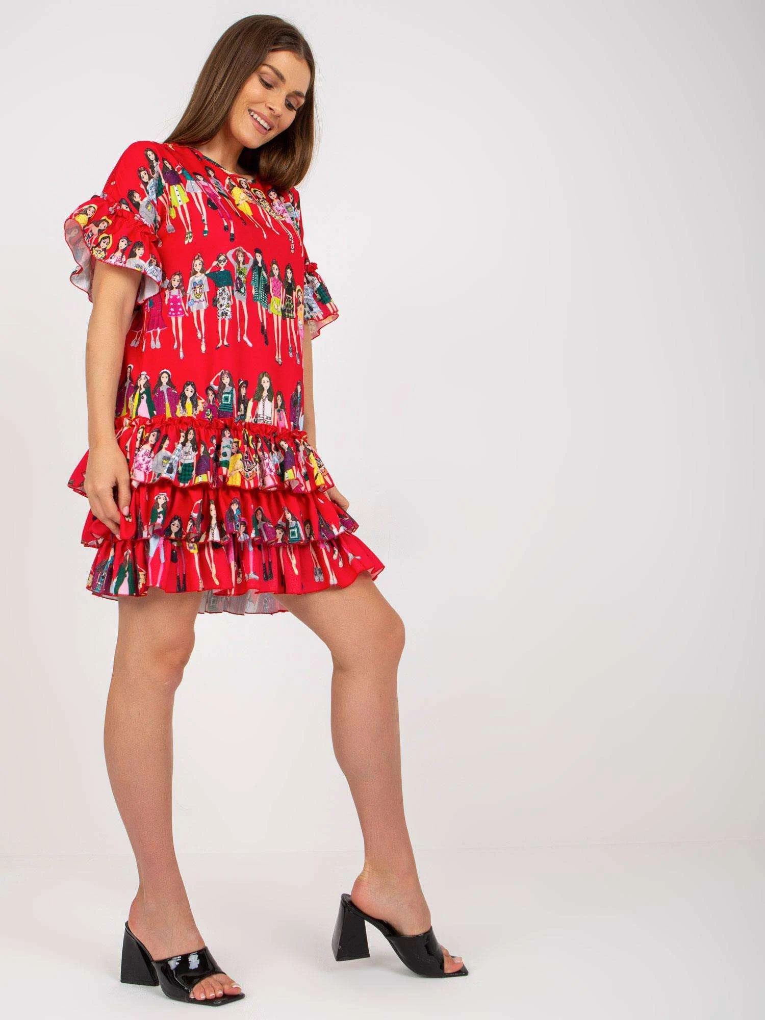 Rochie Dama Mini, Imprimat, RUE PARIS, Rosu de Petrecere - imagine 2