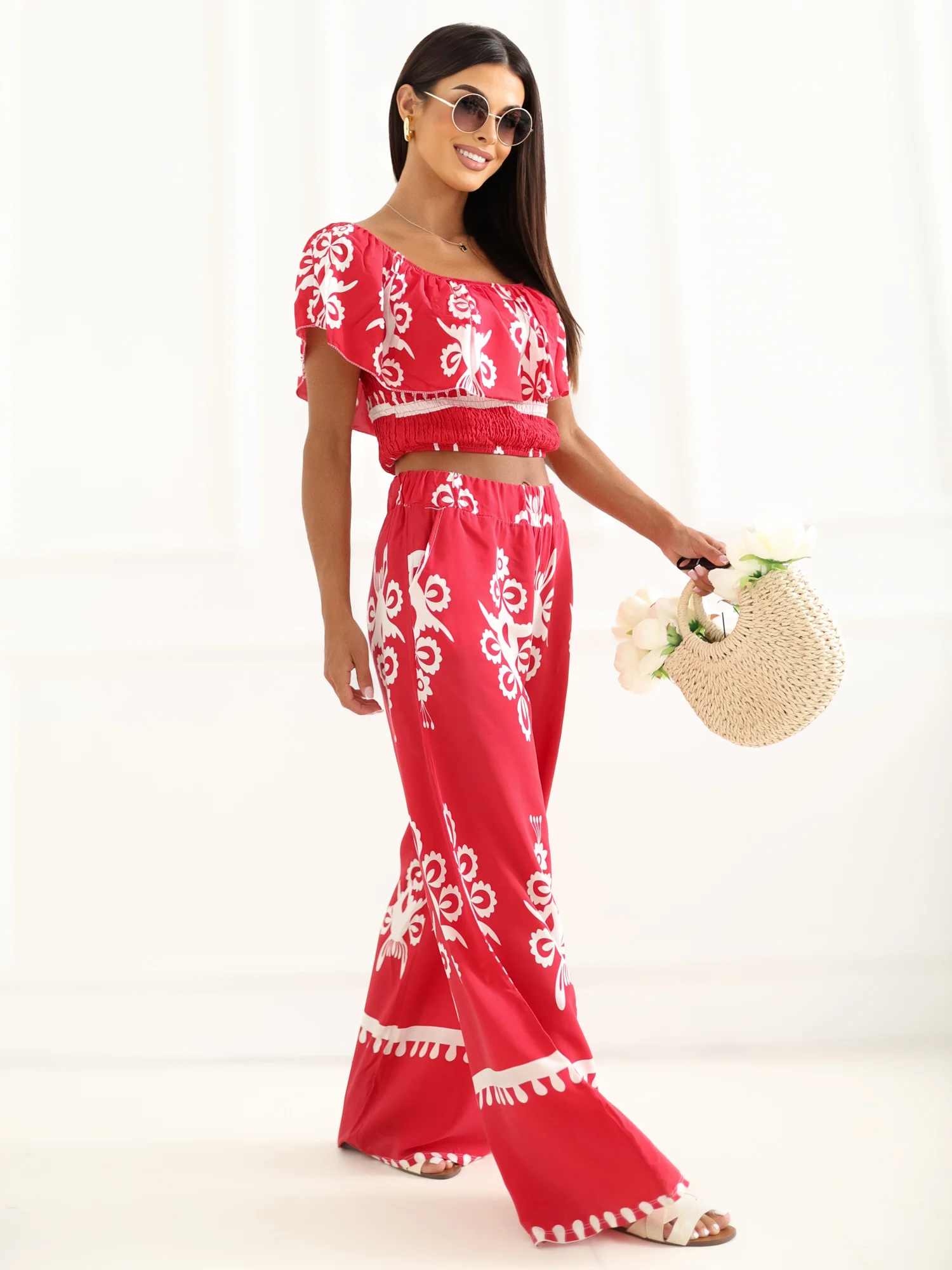 Compleu Dama Fara maneci, Boho, ITALY MODA, Rosu - imagine 8