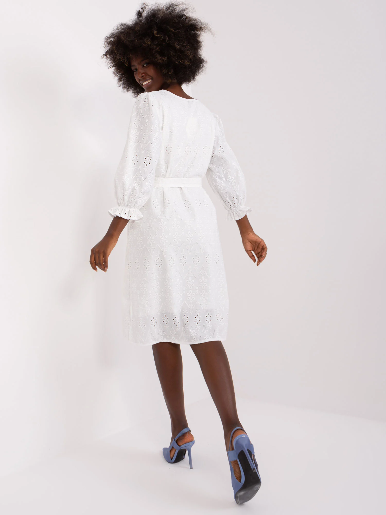 Rochie Dama Maneca 3/4, Oversize, LAKERTA, Ecru de Petrecere - Image 3