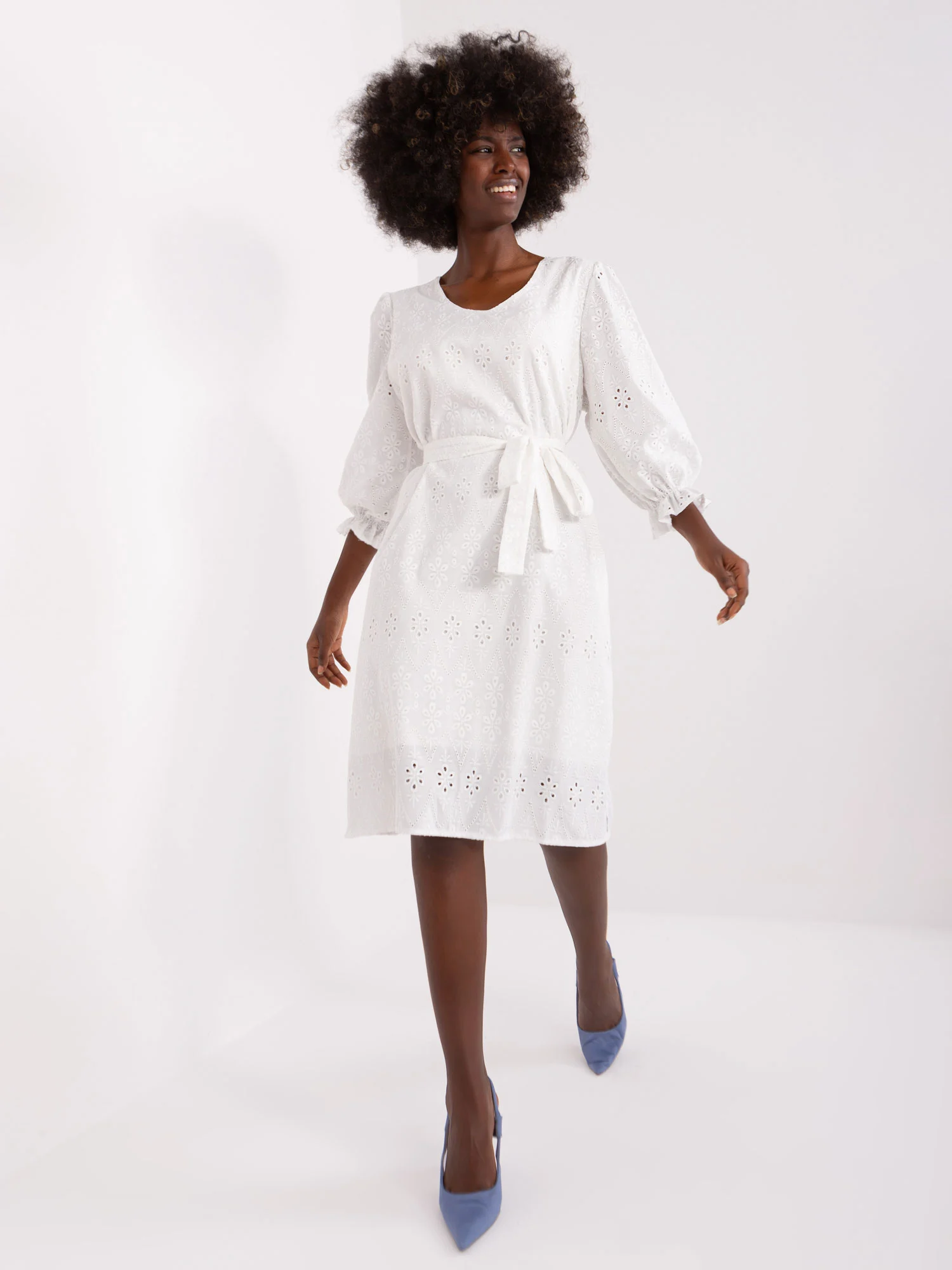 Rochie Dama Maneca 3/4, Oversize, LAKERTA, Ecru de Petrecere - Image 2
