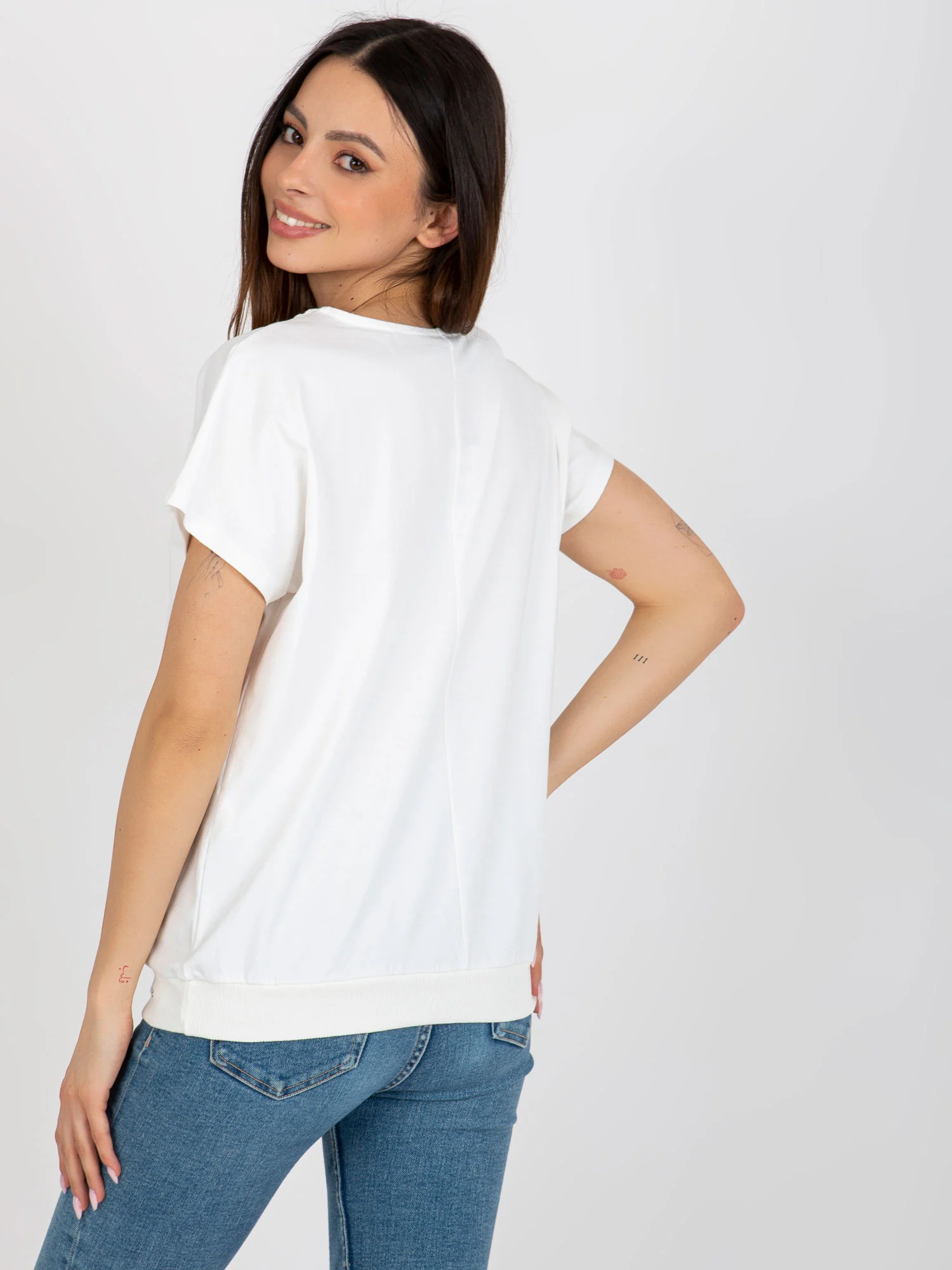 Bluza Dama Mini, Decolteu in V, RELEVANCE, Ecru Casual - imagine 3
