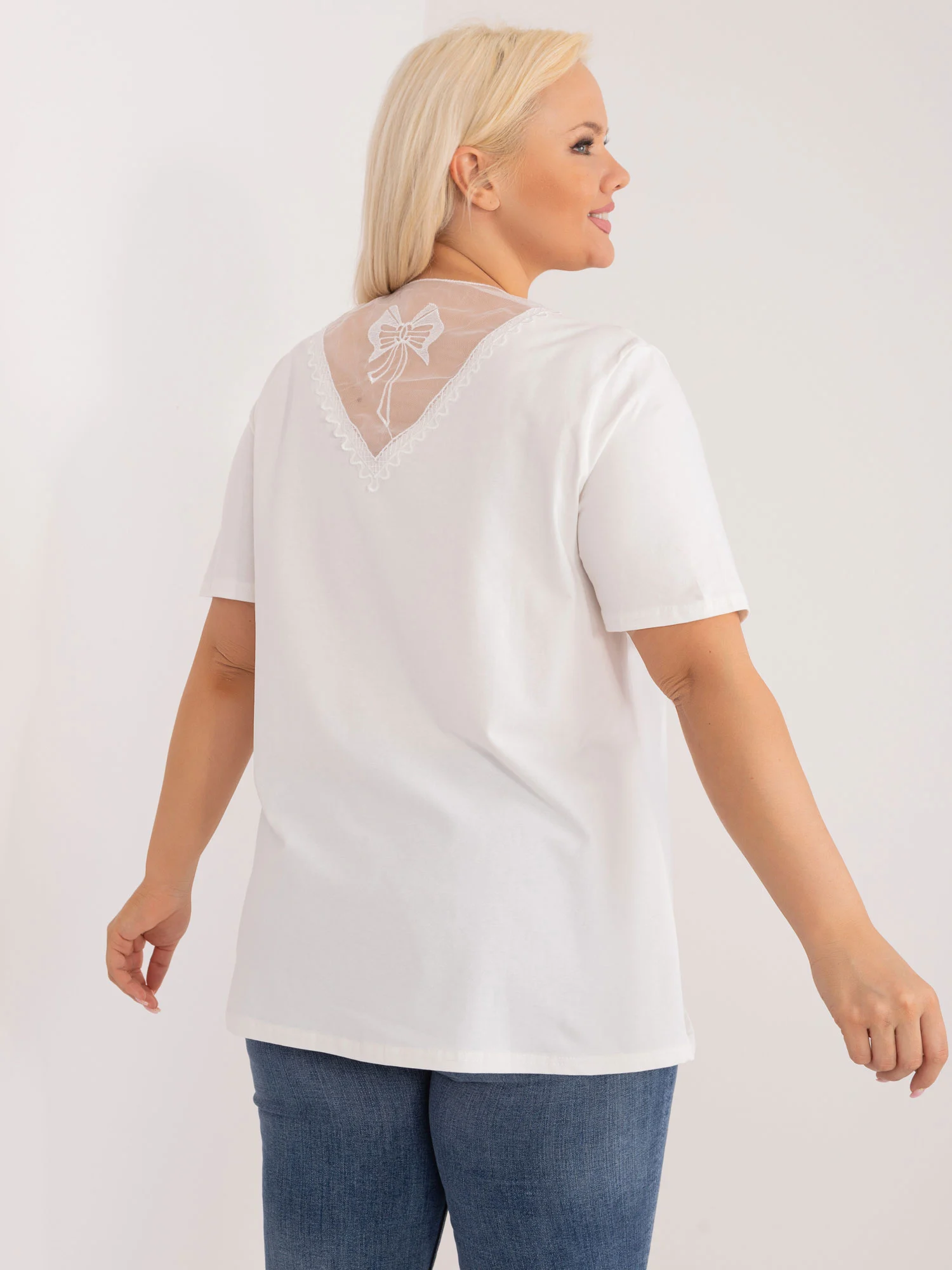 Bluza Dama Mini, Dantela, Ambitionfly, Ecru Eleganta Office Marimi Mari - imagine 2