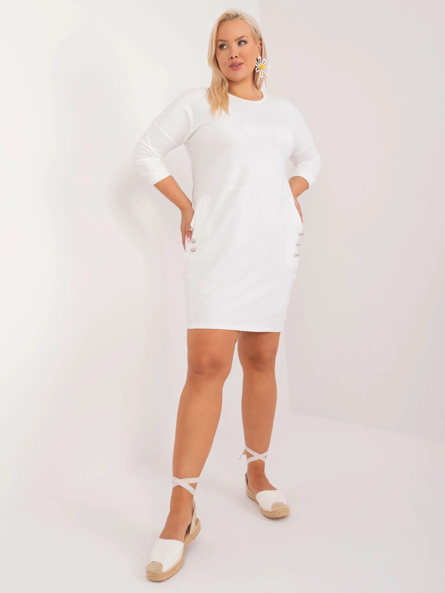 Rochie Dama Maneca 3/4, Rochie dreapta, RELEVANCE, Ecru - Image 3