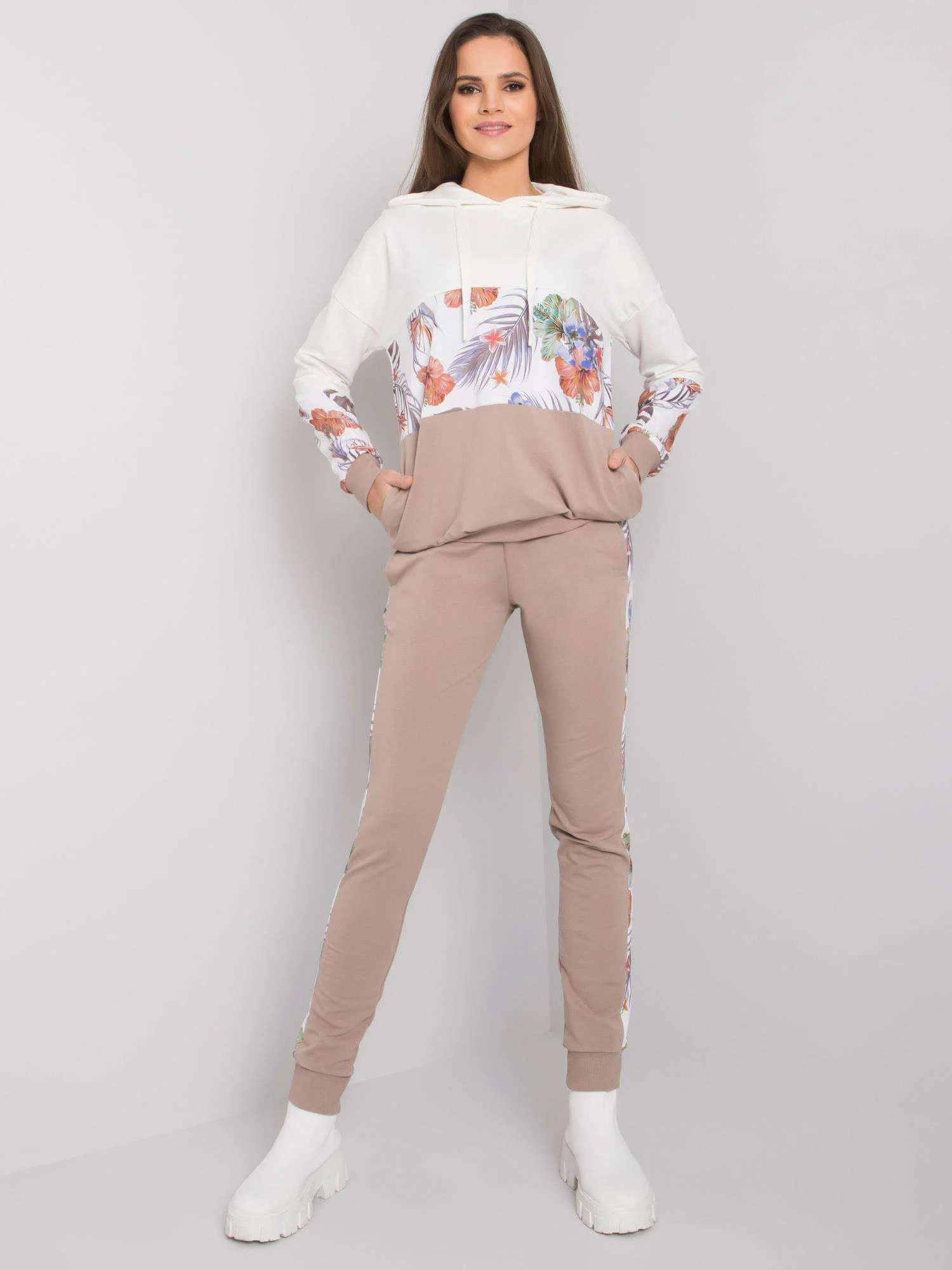 Compleu Dama Maneca lunga, Imprimat, RUE PARIS, Bej - imagine 4