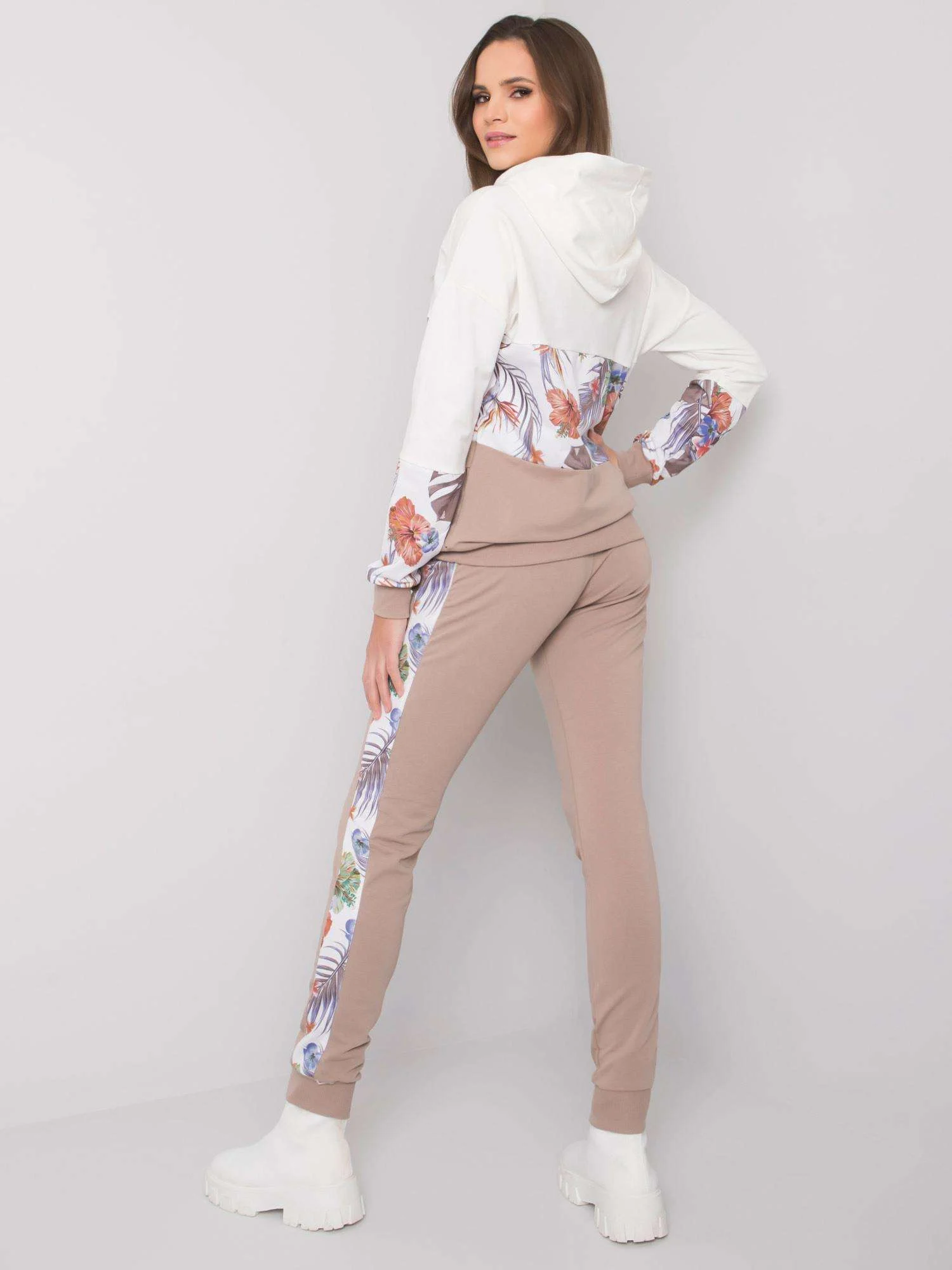 Compleu Dama Maneca lunga, Imprimat, RUE PARIS, Bej - imagine 3