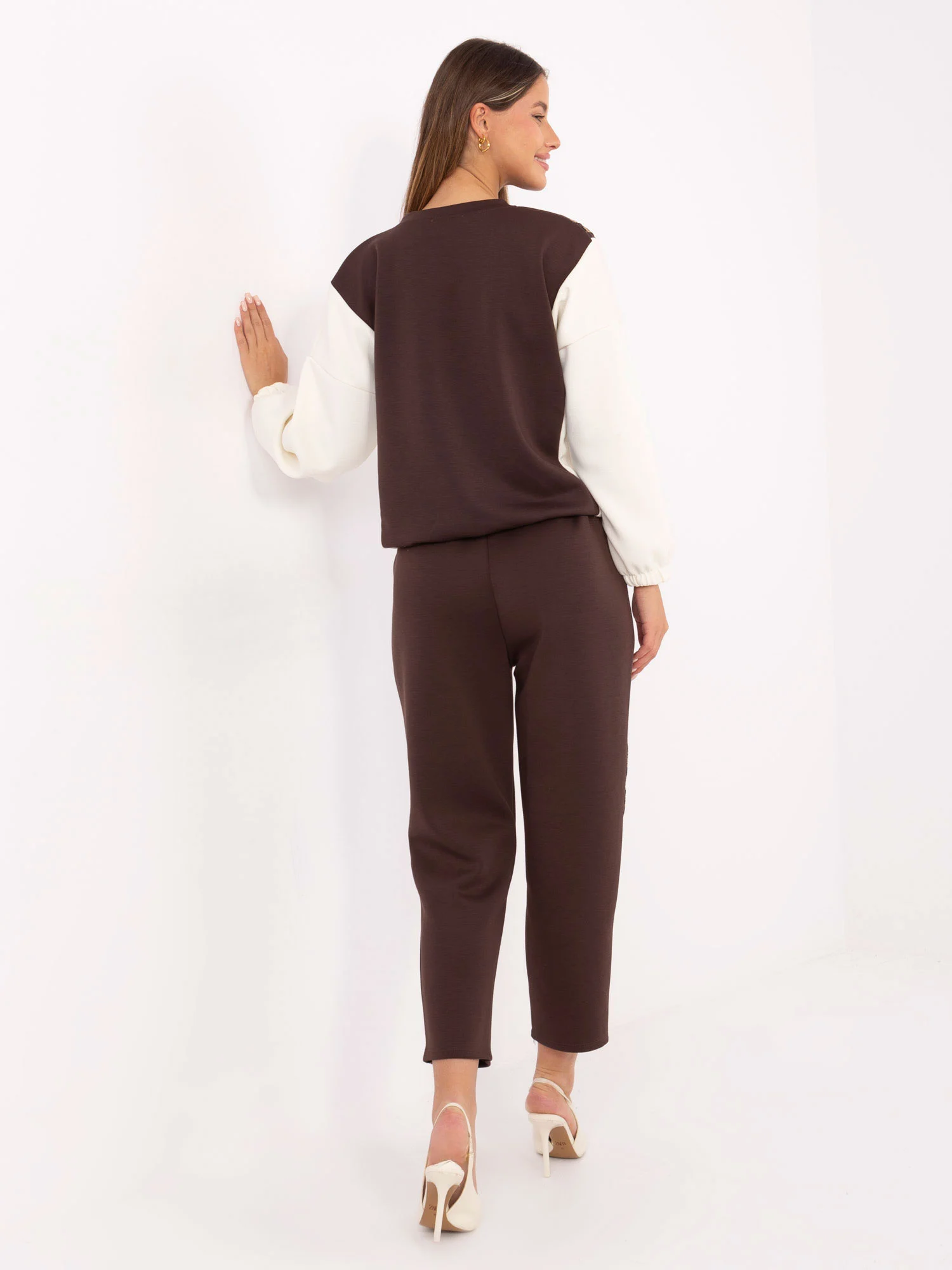 Compleu Dama Maneca lunga, Animal print, ITALY MODA, Maro Casual - imagine 4
