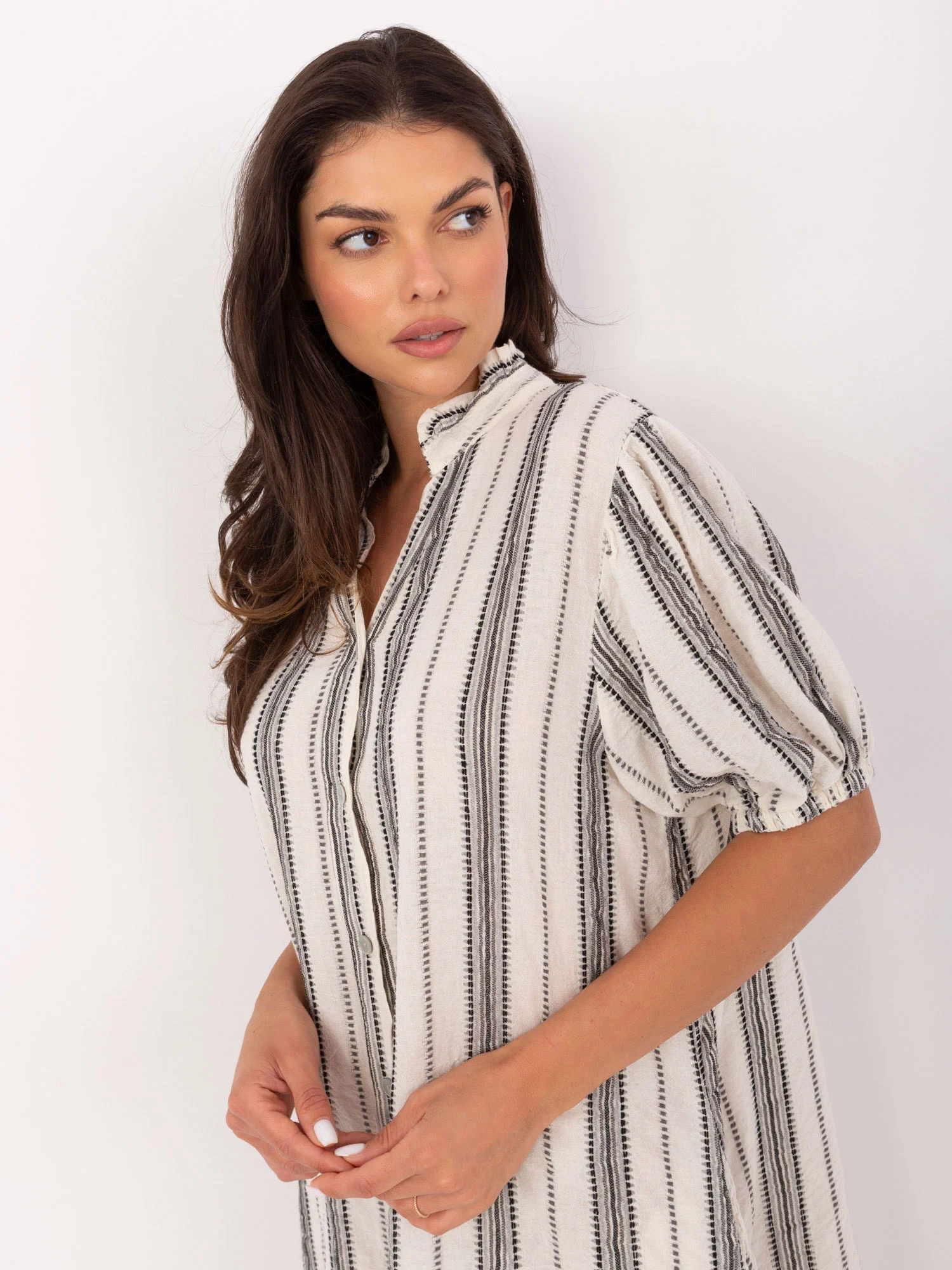 Rochie Dama Midi, Dungi, Och Bella, Negru de Vara - Image 4