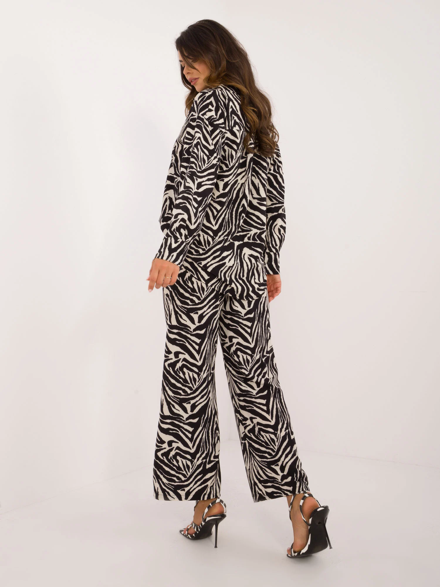 Compleu Dama Maneca lunga, Animal print, ITALY MODA, Ecru - imagine 2